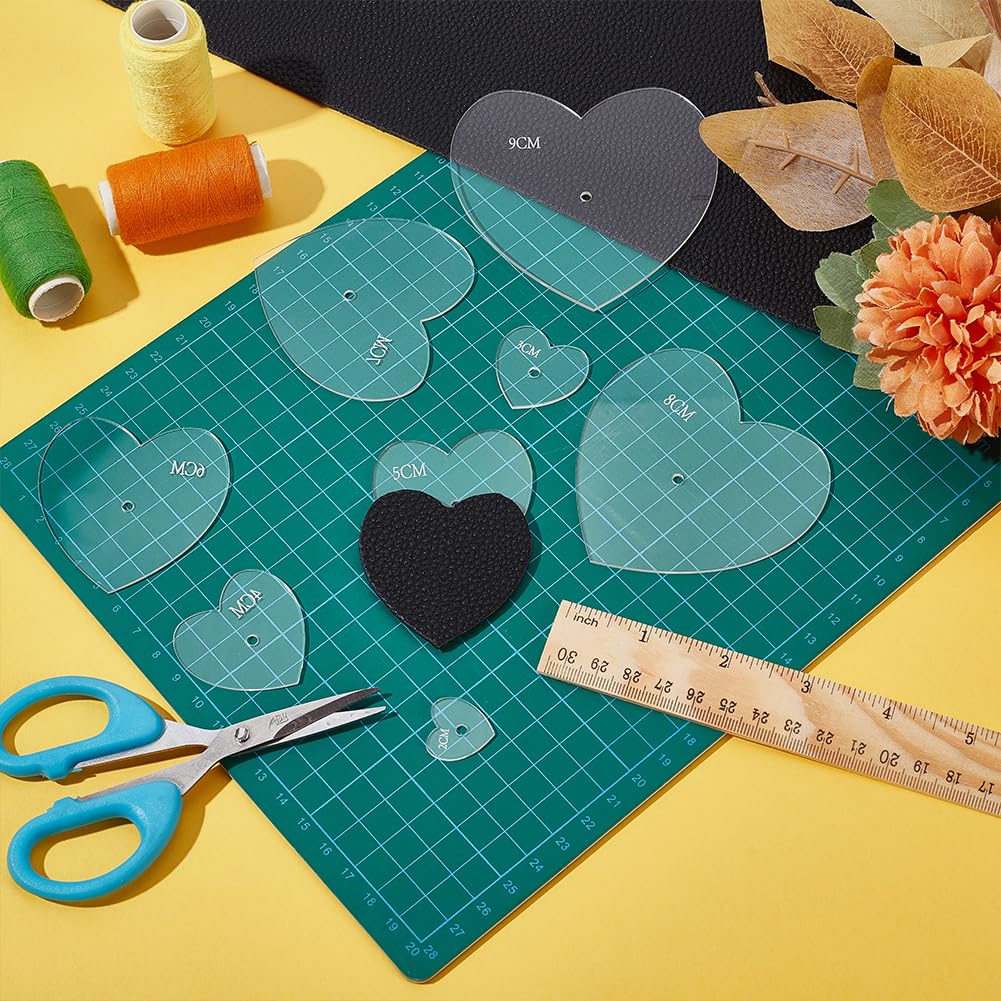 UNICRAFTALE 8 Pcs Acrylic Sashiko Stencils 8 Sizes Heart Stencils Heart Quilting Template Embroidery Tool Drawing Heart Stencils for Painting Hand Quilting and Embroidery 6