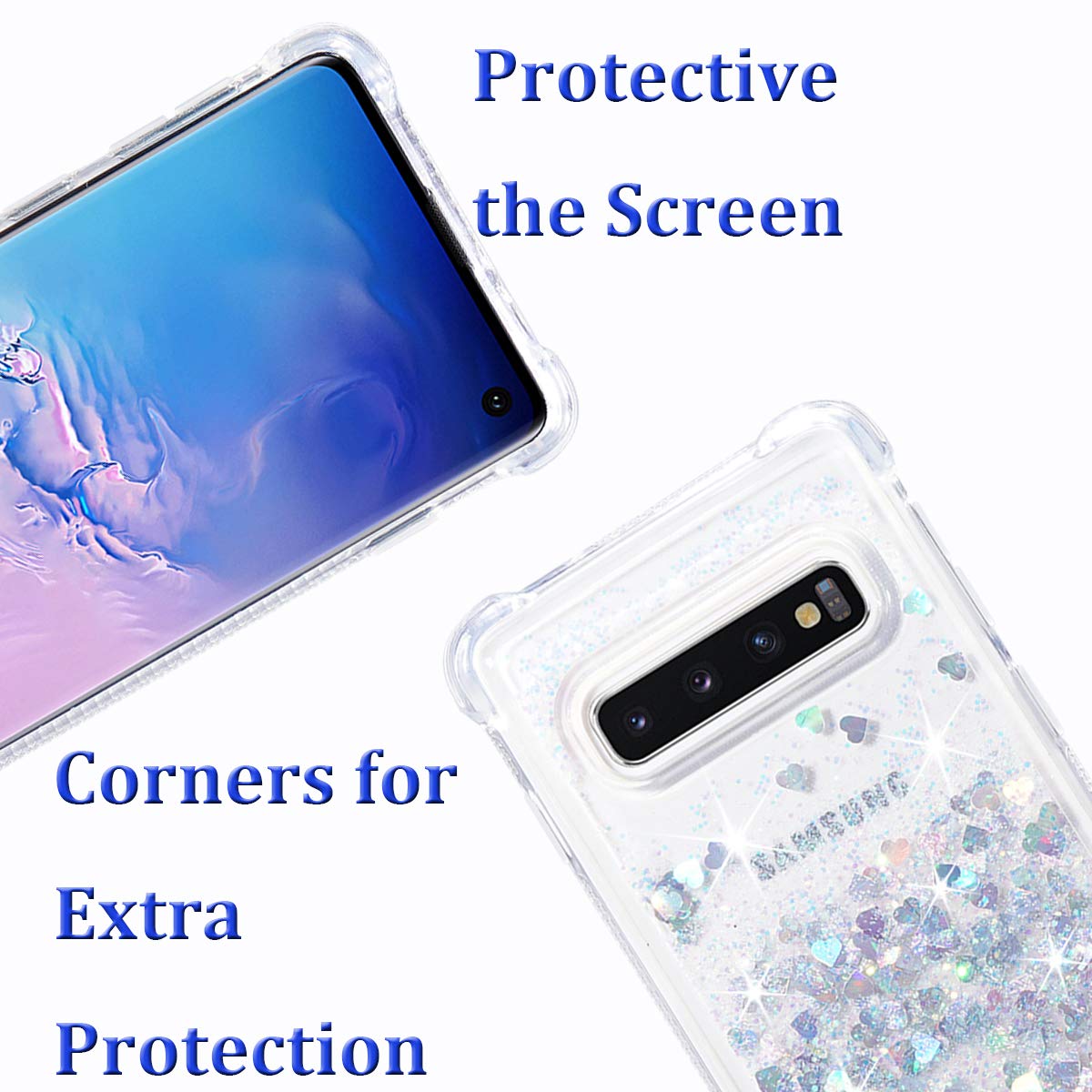 FLOCUTE Galaxy S10 Case, Galaxy S10 Glitter Case Clear Bling Sparkle Floating Liquid Soft TPU Cushion Luxury Fashion Girly Women Cute Case for Samsung Galaxy S10 (Silver) 3