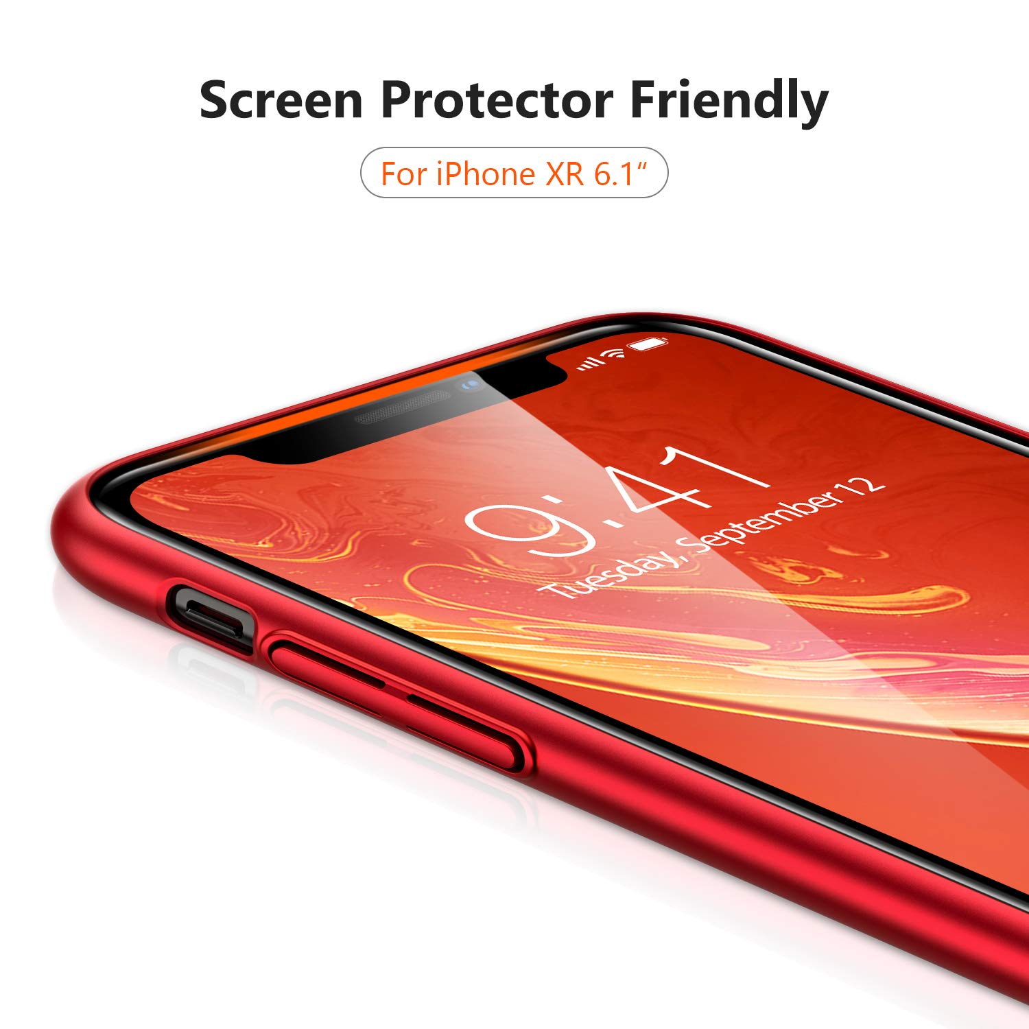 TORRAS Slim Fit Compatible for iPhone XR Case Ultra-Thin Lightweight Full Protection Hard PC Cover with Comfortable Grip Cases for iPhone XR 6.1", Red 3