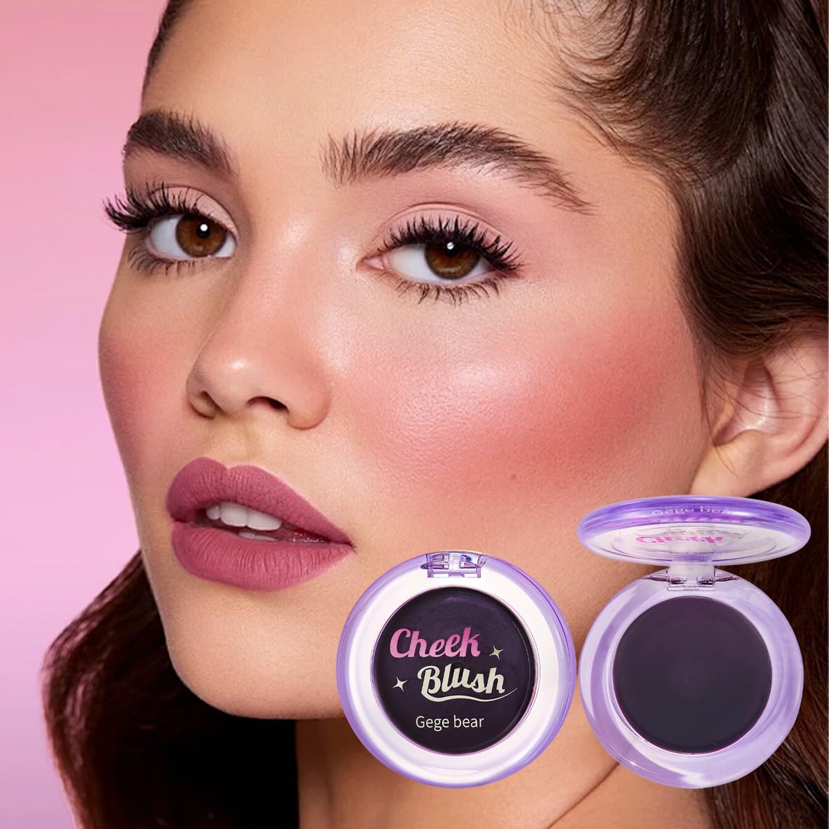 Gege Bear Clear Crystal Cheek Blush | Compact Blusher for Women with Highlighter Glow | Easy to Blend Lightweight | Soft Makeup for Face Glow | Perfect Shine for Summer (02# ROSE LIGHT, 3.5g) 4
