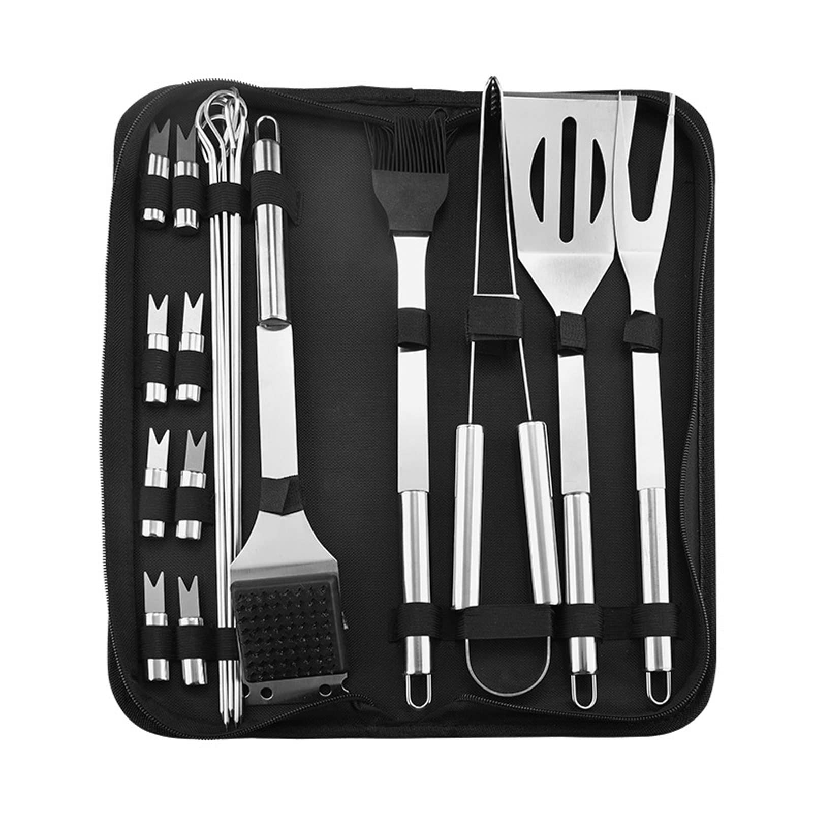 SEFAX Portable Camp Cooking Utensil Set, Stainless Steel Grilling Kit, Grill Accessories, BBQ Tools Set, Suitable for Travel, Picnics, RVs, Camping, BBQs (Size : 20pcs) 1