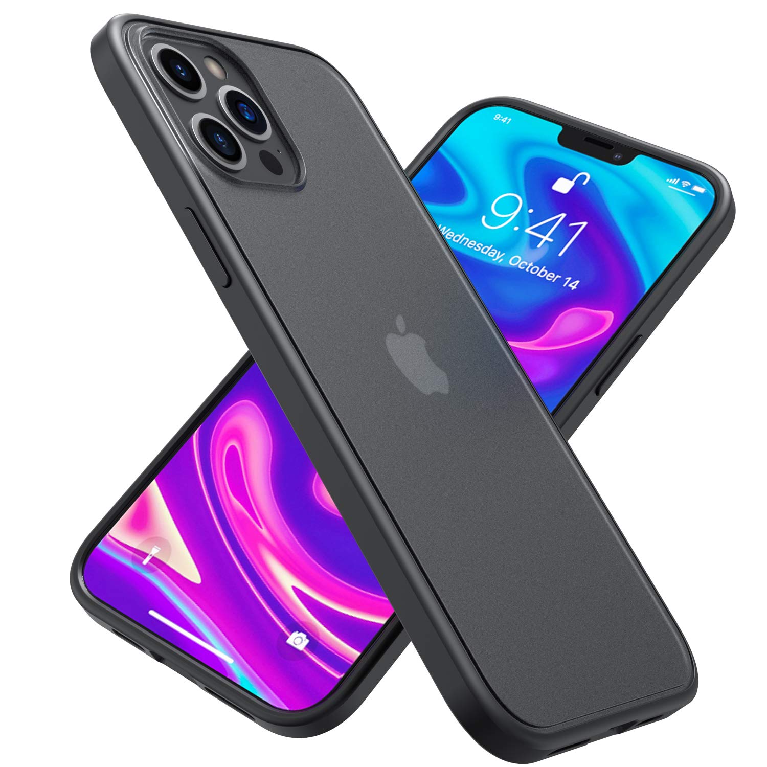 CASEJOLY Compatible with iPhone 12 Pro Max Case 6.7 Inch, [Military Grade Drop Protection] Translucent Matte Hard PC Back & TPU Bumper Protective Case for iPhone 12 Pro Max (Graphite Black) 1