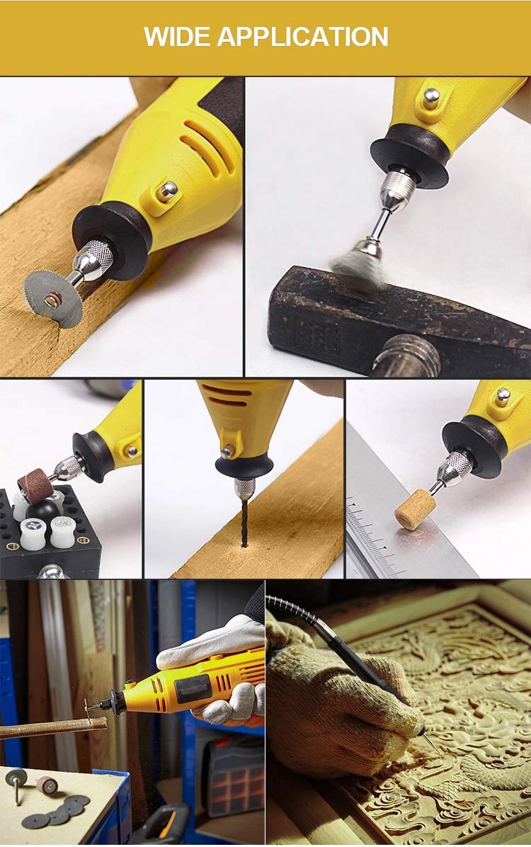 MLD 180W Mini Rotary Die Grinder Tool Kit with 40 pcs grinding accessories,1 pc Flexible shaft 6