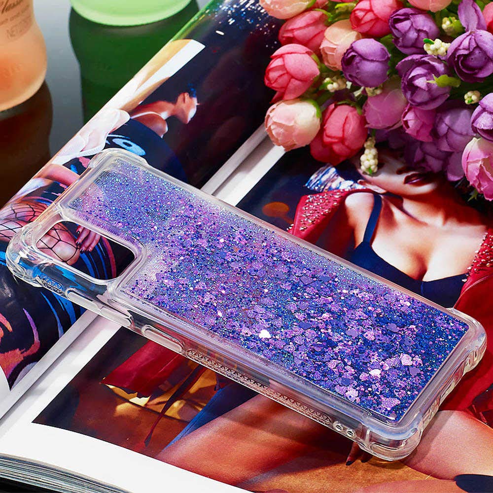 Galaxy A71 Case,Galaxy A71 Case Glitter Women Girls,Cute Fashion Liquid Flowing Bling Shiny Sparkle Soft Clear TPU Bumper Shockproof Cover for Samsung Galaxy A71 Case (4G) (2020) (Purple) 4