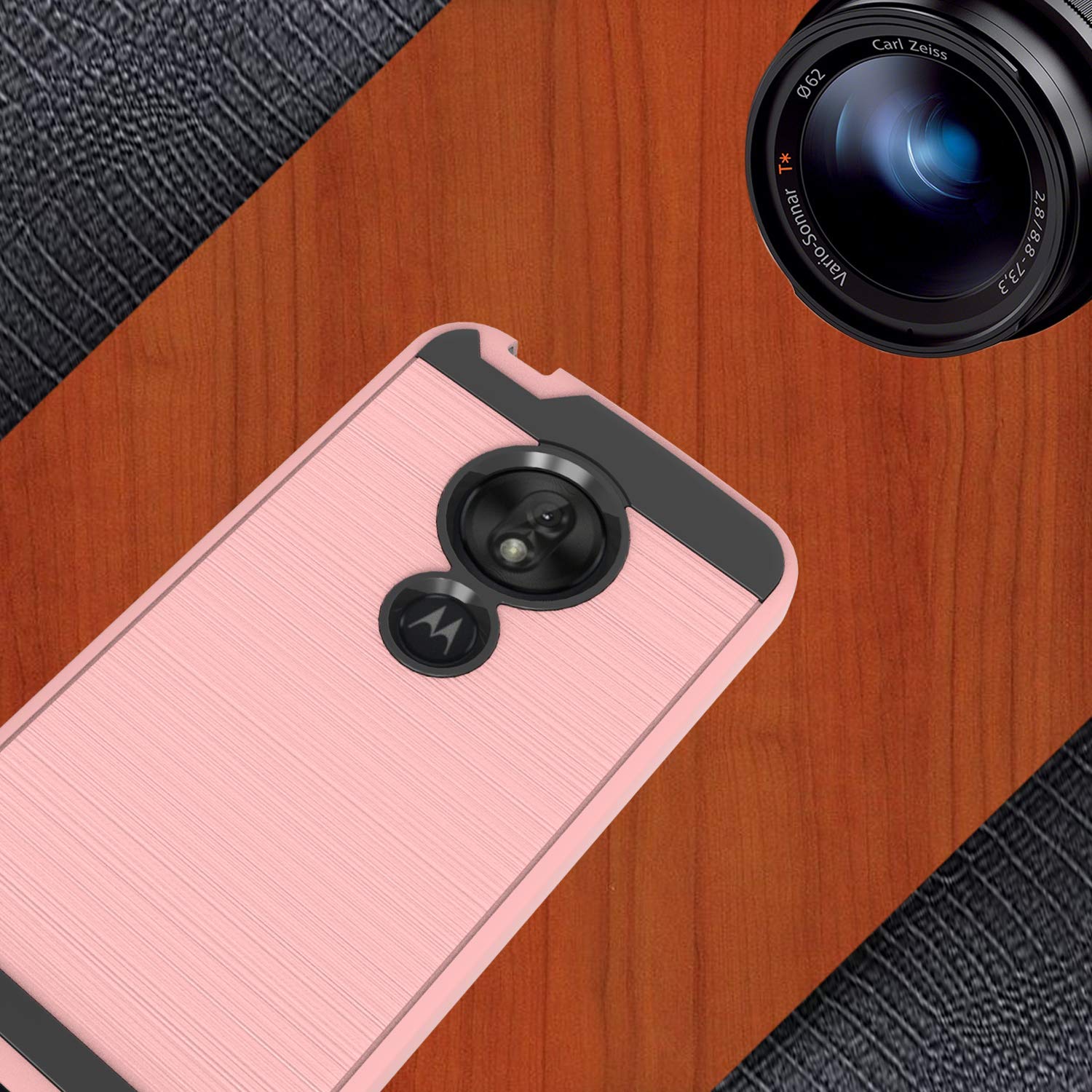 Ayoo Compatible with Moto G7 Play Case,Moto G7 Optimo Case,T-Mobile Revvlry Case,Moto Optimo XT1952DL Case,Brushed Texture Full-Body Shockproof Protective Cover Design for Moto G7 Play-ZS Rose Gold 5