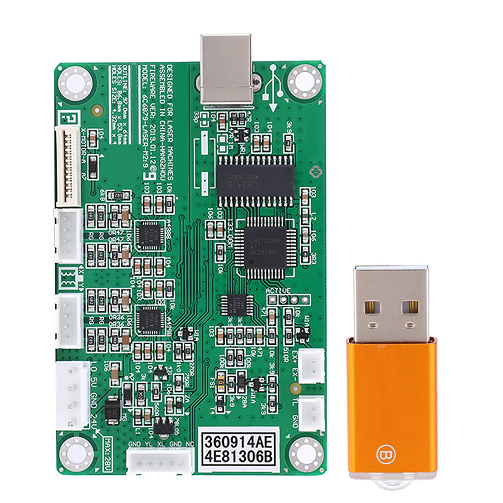 M2 Motherboard Yellow Encryption Lock Control Panel for Laser Engraving Machine (Motherboard+Computer Encryption Lock) 4