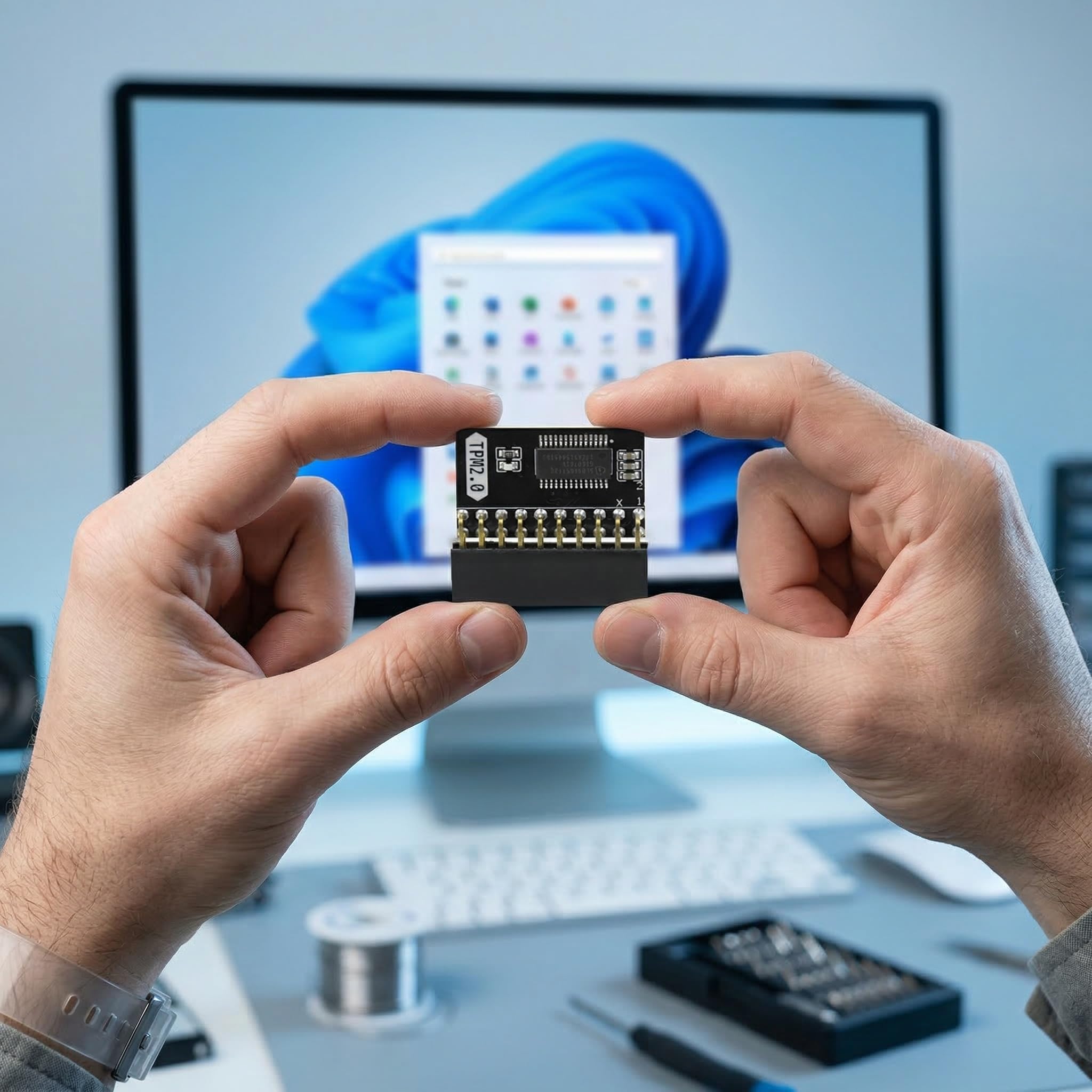 EAJONC TPM 2.0 Security Module for GIGABYTE & ASUS Motherboards, 20-Pin LPC Interface (2.54mm Pitch), Windows 11 Upgrade & BitLocker Compatible, High-Performance Security Chip 3