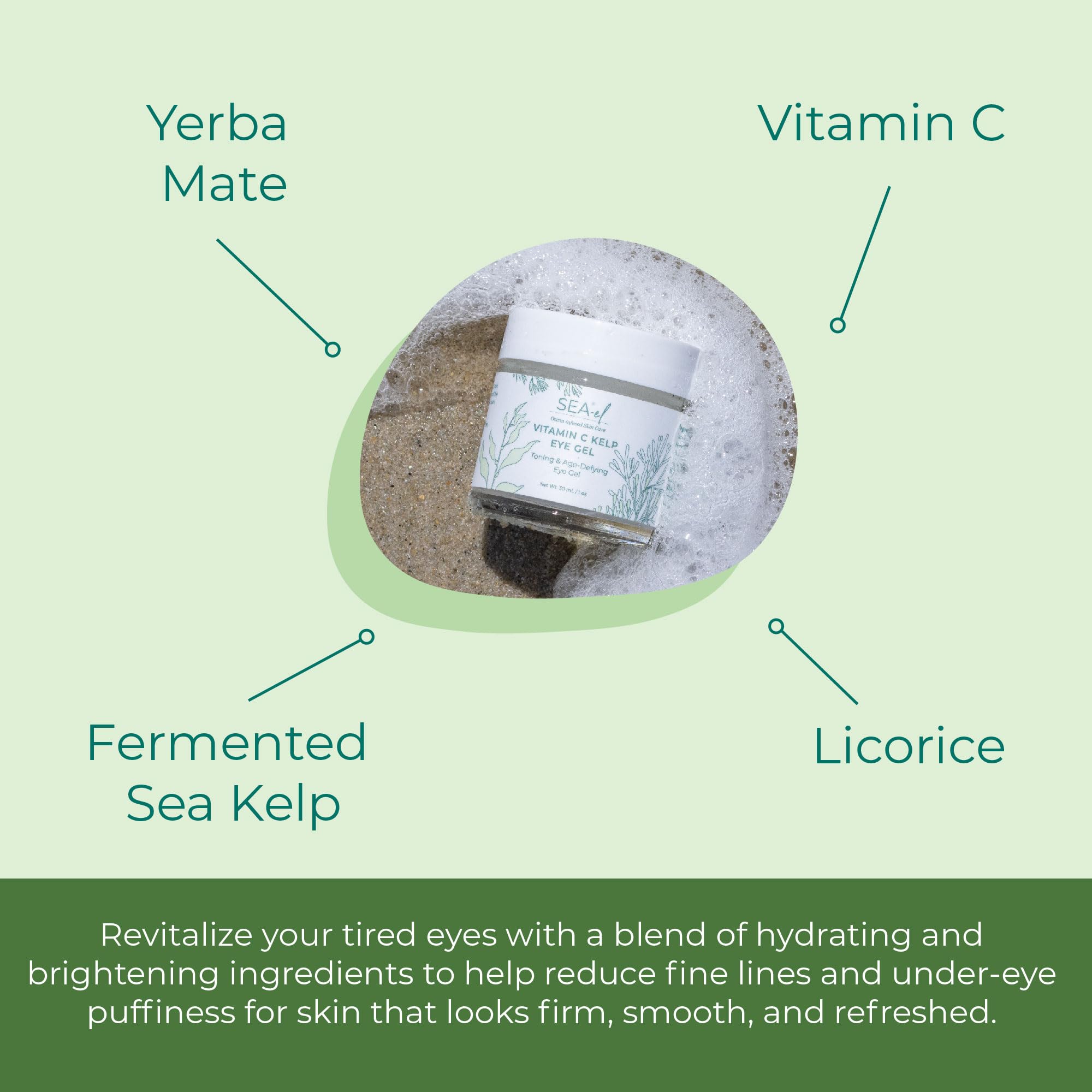 Sea-el Vitamin C Kelp Eye Gel Toning & Age Defying Skincare for Puffiness, Under Eye Bags & Dark Circles Cooling Youthful Glow for Women & Men - 1 Oz 3
