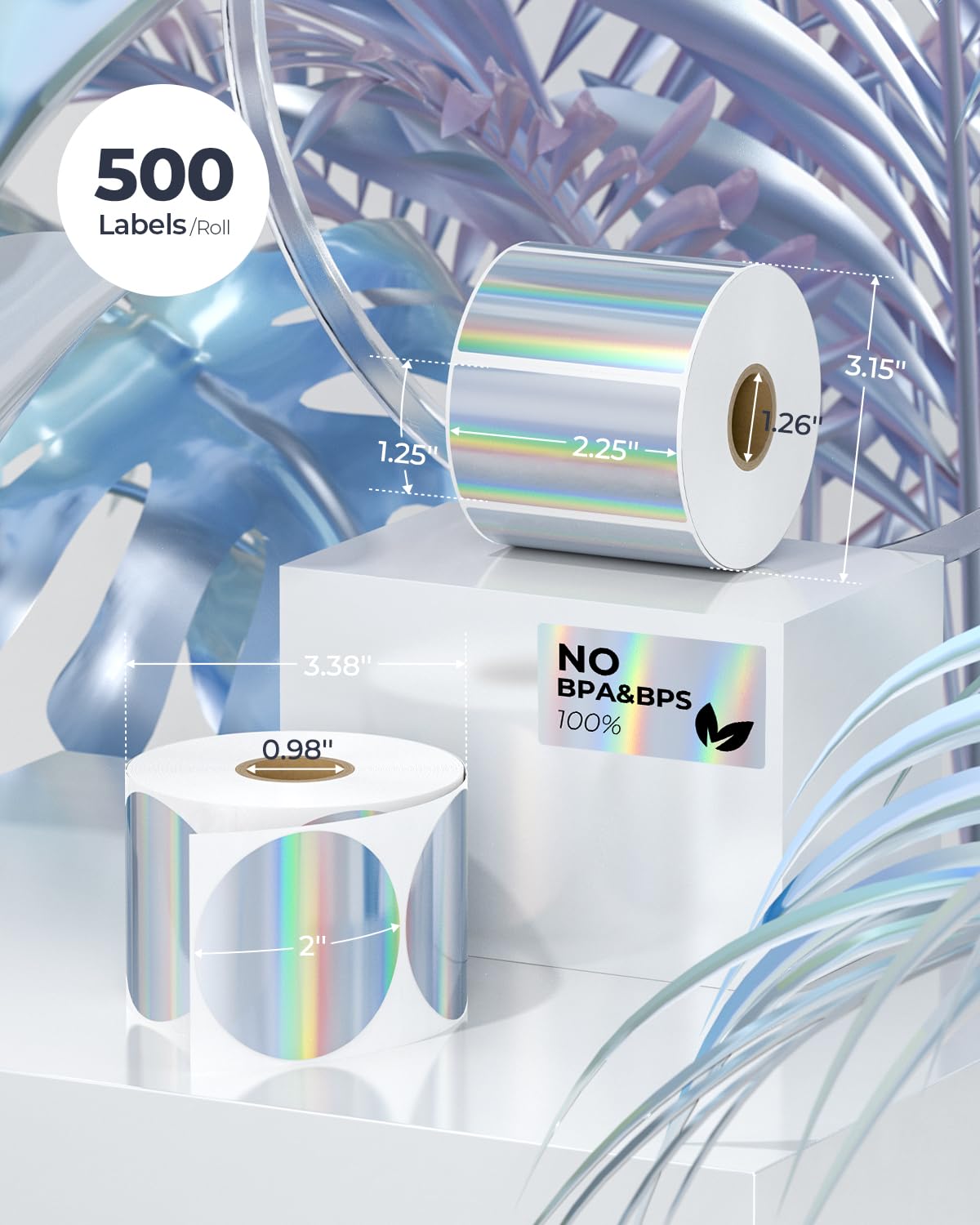 2 Inch Circle Thermal Labels+2" Circle Holographic Thermal Label Stickers 3