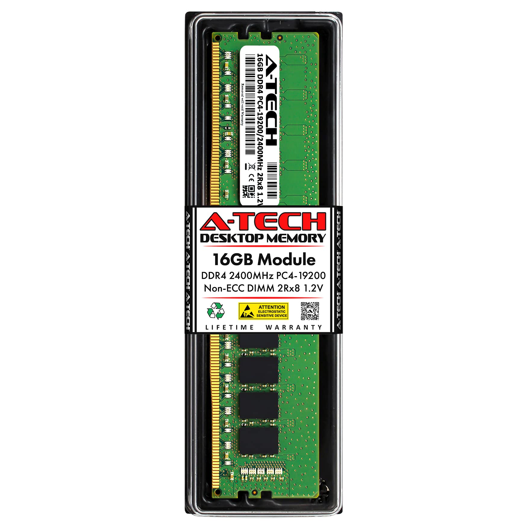 A-Tech 16GB RAM Replacement for Supermicro MEM-DR416L-CL01-UN24 | DDR4 2400MHz PC4-19200 2Rx8 1.2V UDIMM Non-ECC 288-Pin DIMM Memory Module 1