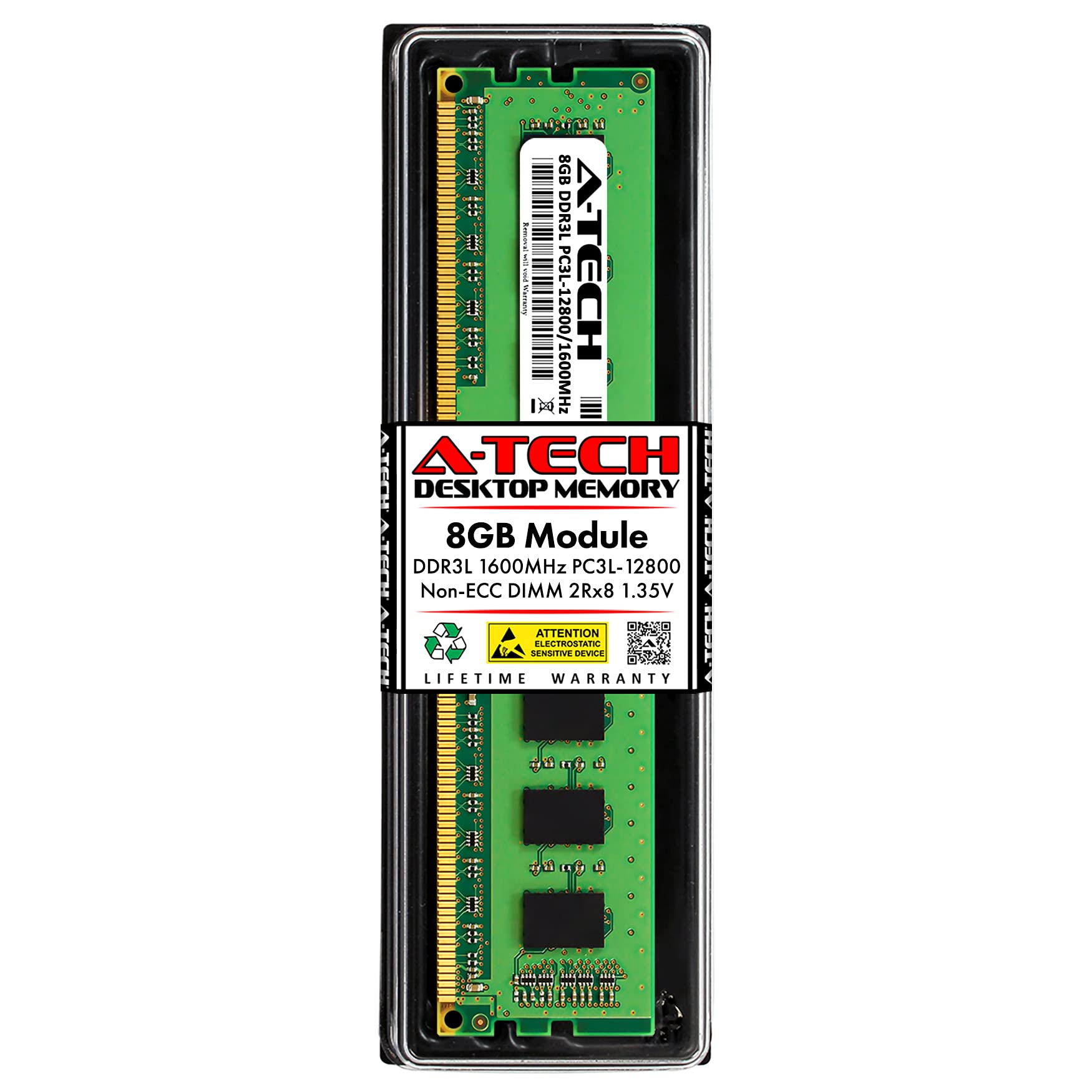 A-Tech 8GB RAM Replacement for Samsung M378B1G73CB0-YK0 | DDR3/DDR3L 1600MHz PC3L-12800 2Rx8 1.35V UDIMM Non-ECC 240-Pin DIMM Memory Module 1