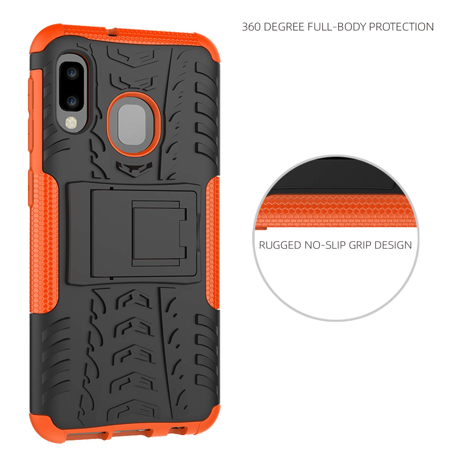 AZHEPU Galaxy A10e Case, Build-in Kickstand Holder Dual Layer Shock Absorbing Rugged Armor Protection Phone Cover Case for Samsung Galaxy A10e (2019) Orange 4