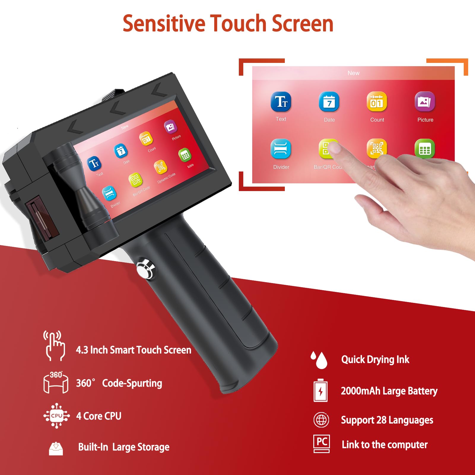 Leaice Handheld Inkjet Printer with 2 Quick-Drying Ink Cartridge 4