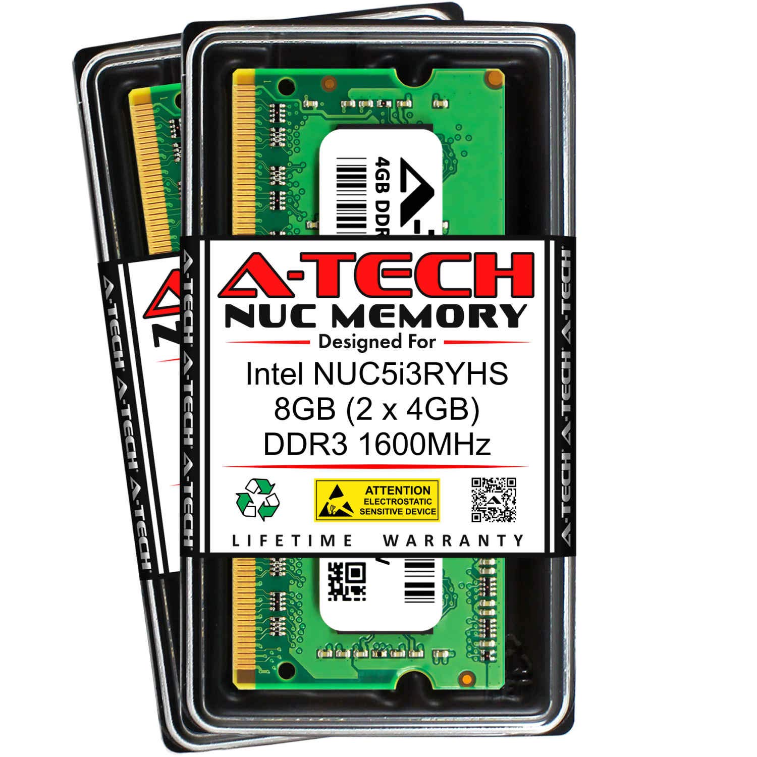 A-Tech 8GB (2 x 4GB) RAM for Intel NUC5i3RYHS NUC Kit | DDR3/DDR3L 1600MHz PC3-12800 1.35V SODIMM Memory Upgrade Kit 1