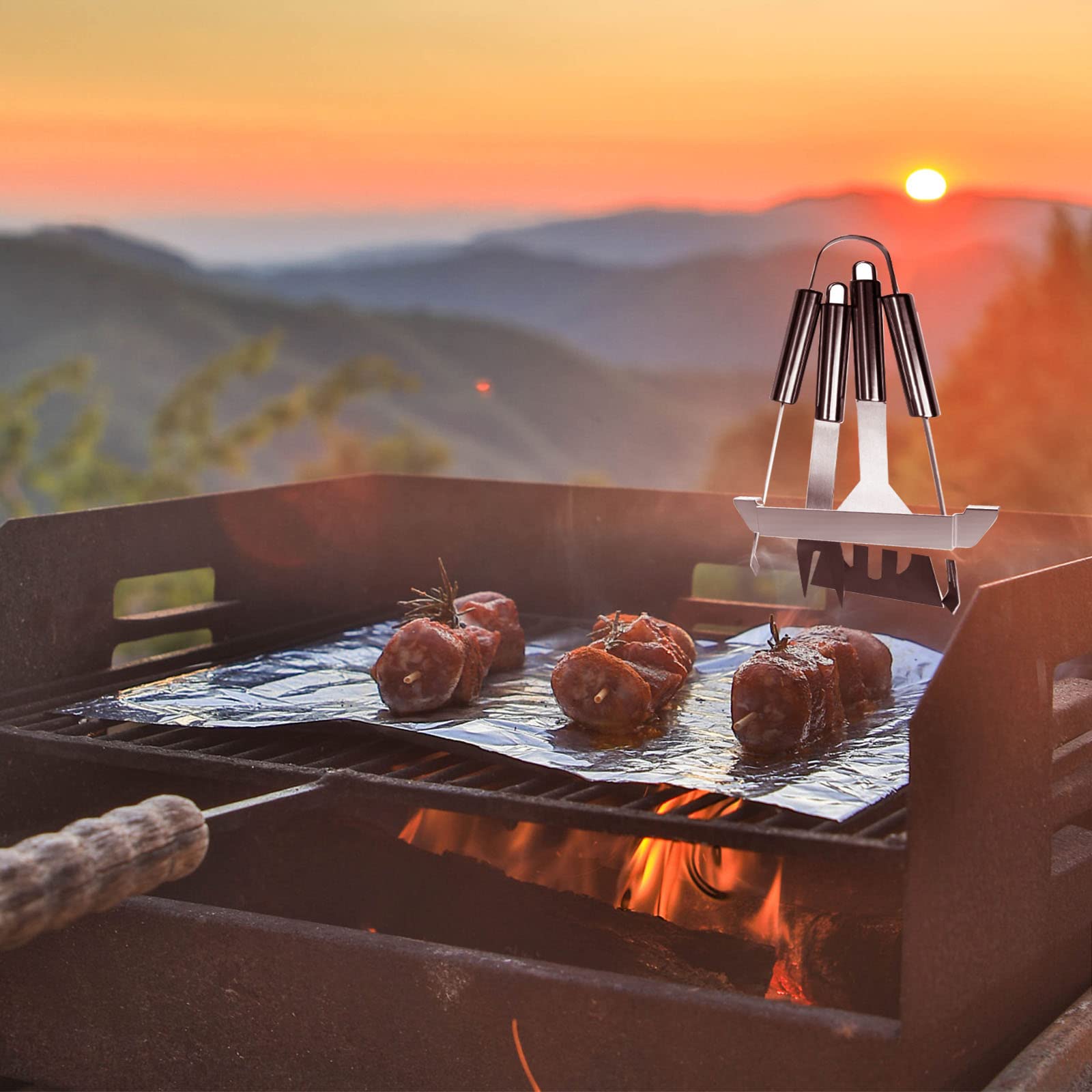 Stainless Steel Griddle Spatula Holder, Griddle Spatula Holder Griddle Rack Barbecue Tool Holder Rack Compatible for Griddle Accessories for Flat Top Griddle and Other Grill Griddles 4