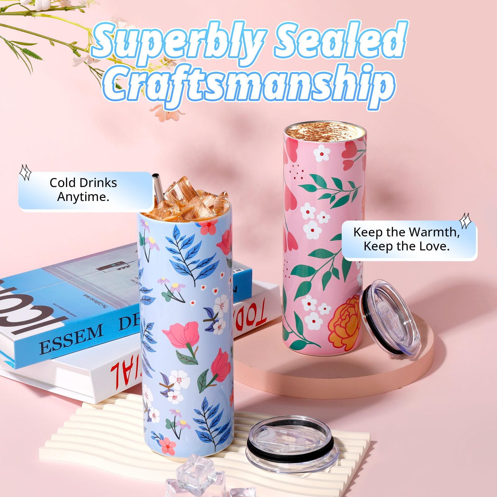 HTVRONT Sublimation Tumblers 12 PCS - 20 OZ Sublimation Tumbler Blanks with Sublimation Paper/Shrink Wrap Films/Heat Tape/Straws/Straw Brush - Sublimation Blanks Products for Gift/DIY Craft 5