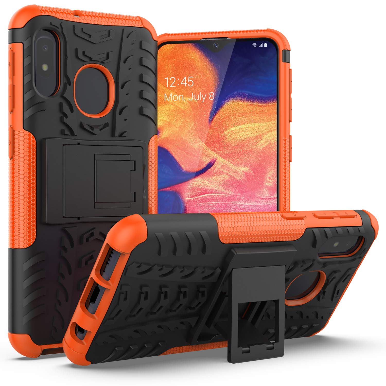 AZHEPU Galaxy A10e Case, Build-in Kickstand Holder Dual Layer Shock Absorbing Rugged Armor Protection Phone Cover Case for Samsung Galaxy A10e (2019) Orange 1