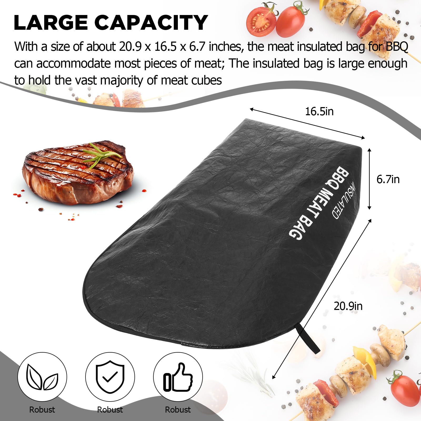SiliFine BBQ Blanket for Resting Meat BBQ Reusable Insulated Resting Bag with Zipper Opening Expanded Capacity Reusable Insulated Bag for Grilling(Black) 4