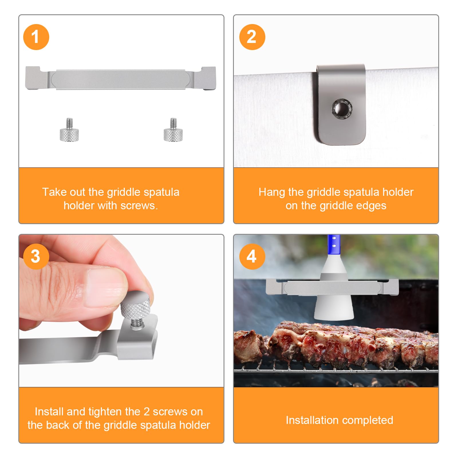 Griddle Spatula Holder, Adjustable Stainless Steel Grill Tool Hold Rack for Blackstone, Camp Chef, Royal Gourmet (Silver) 5