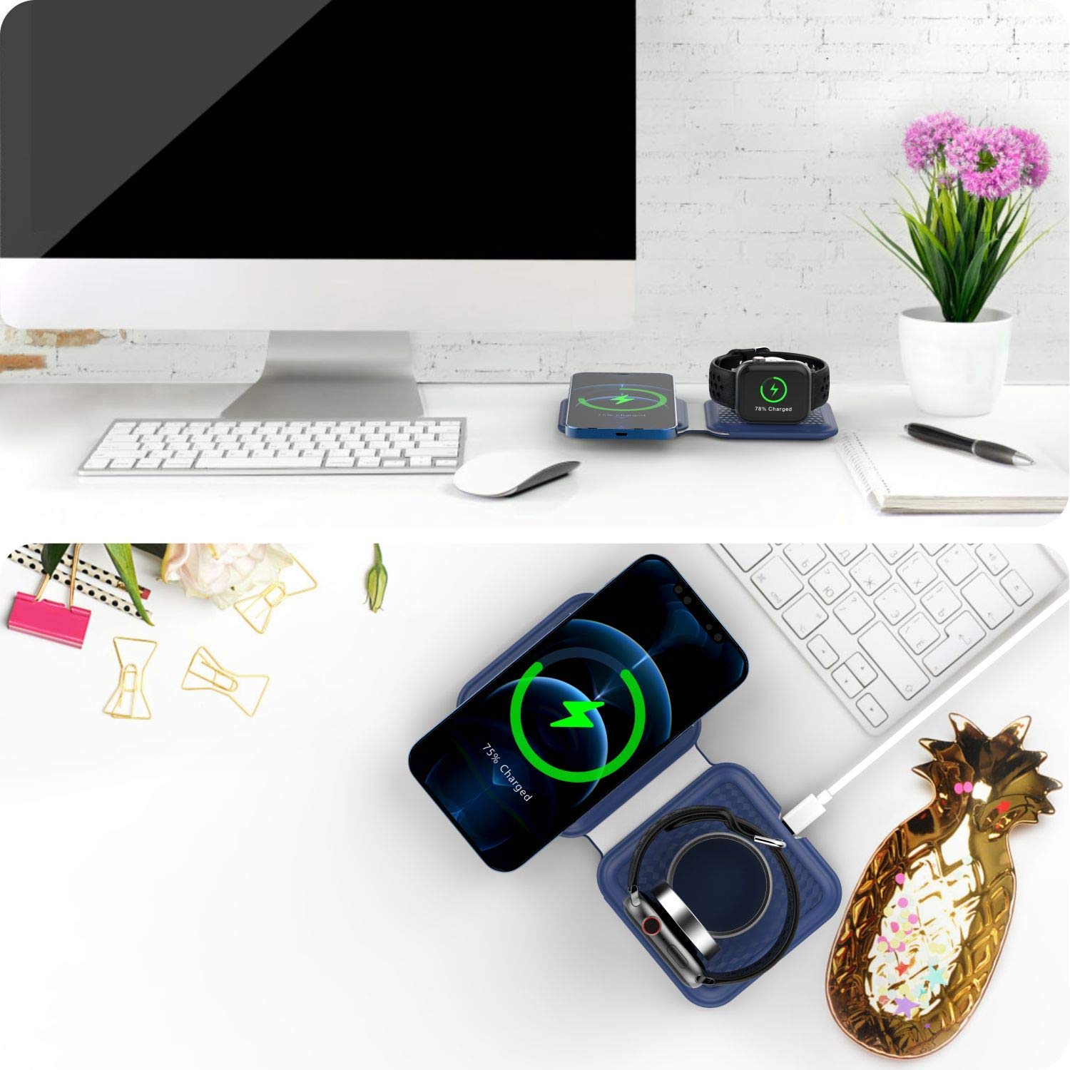 Silicone Case for Apple MagSafe Duo Charger-Blue 5