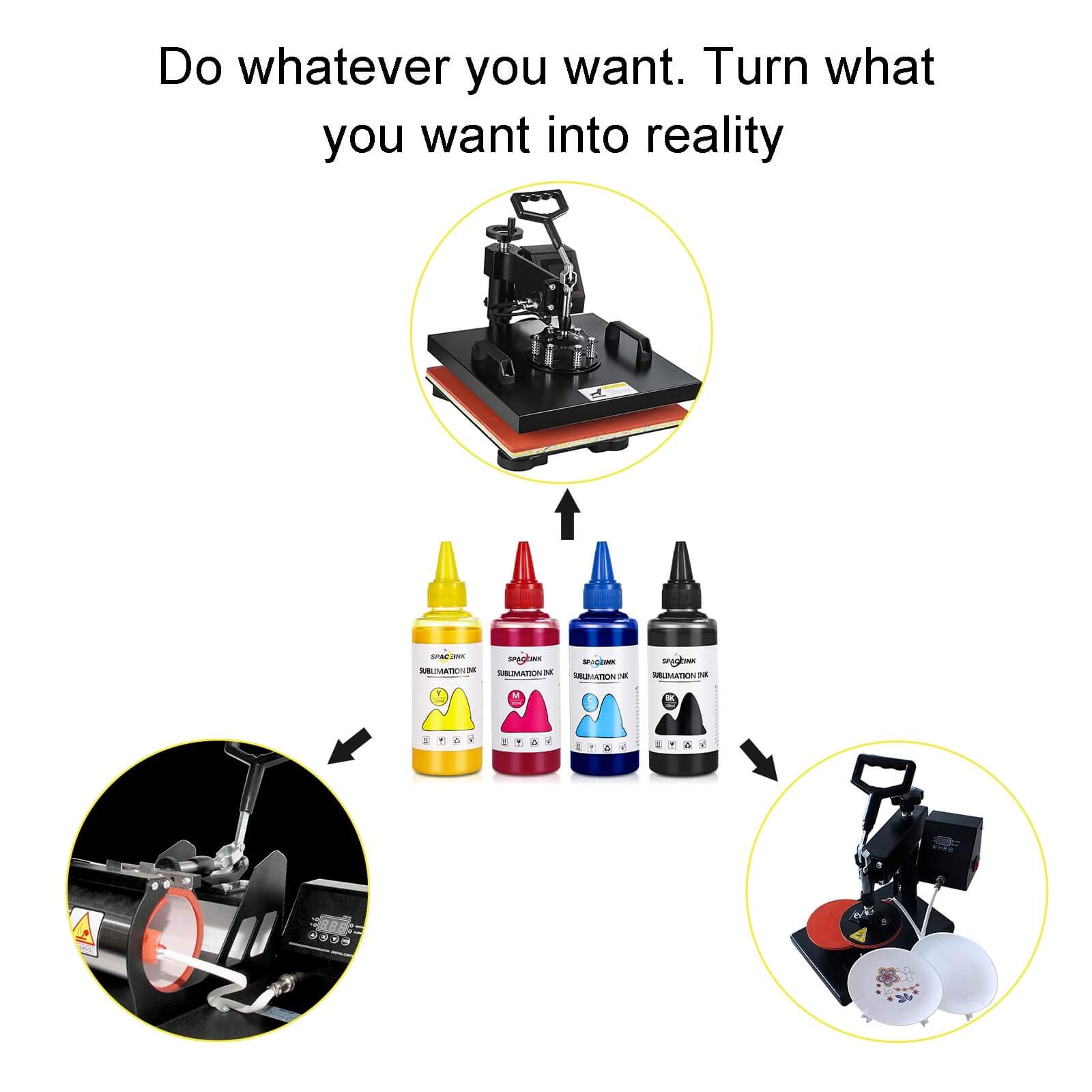 Spaceink Sublimation Ink Refilled for EP ET2800 ET4800 ET2720 ET2760 ET2803 XP15000 ET8550 WF3640 XP5100 WF7710 WF7720 Printer(1*Black 1*Cyan 1*Magenta 1*Yellow,4-Pack) 2