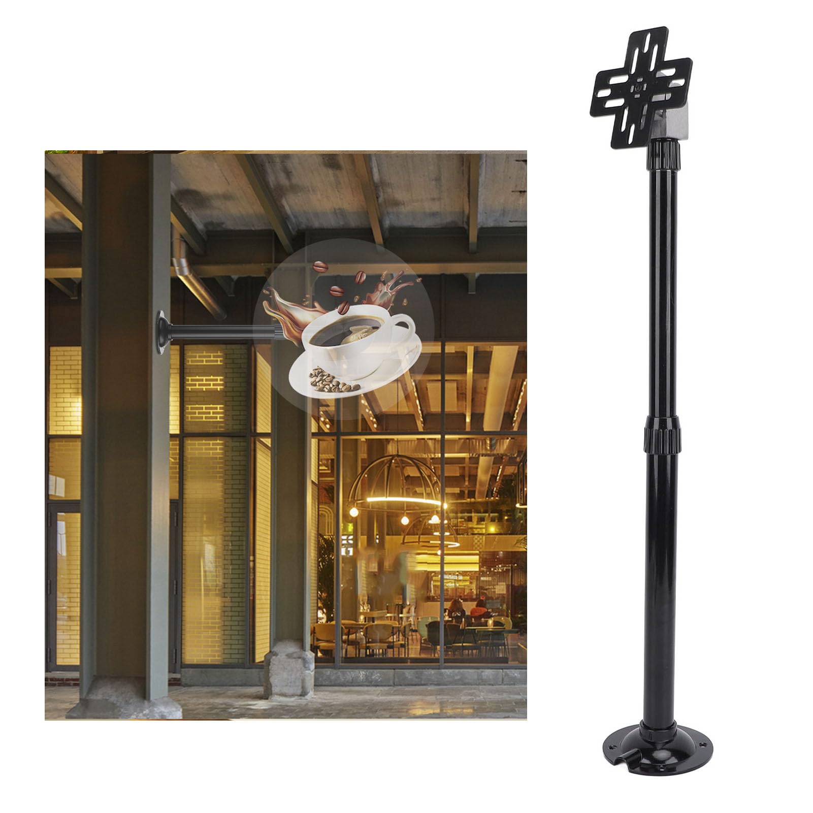 BAFOVY Adjustable 3D Fan Projector Mount Bracket, 15.5-24 Inches Aluminum Alloy Ceiling Wall Bracket for 32-100cm Projectors, Stable Installation for Home Theaters, Offices 3