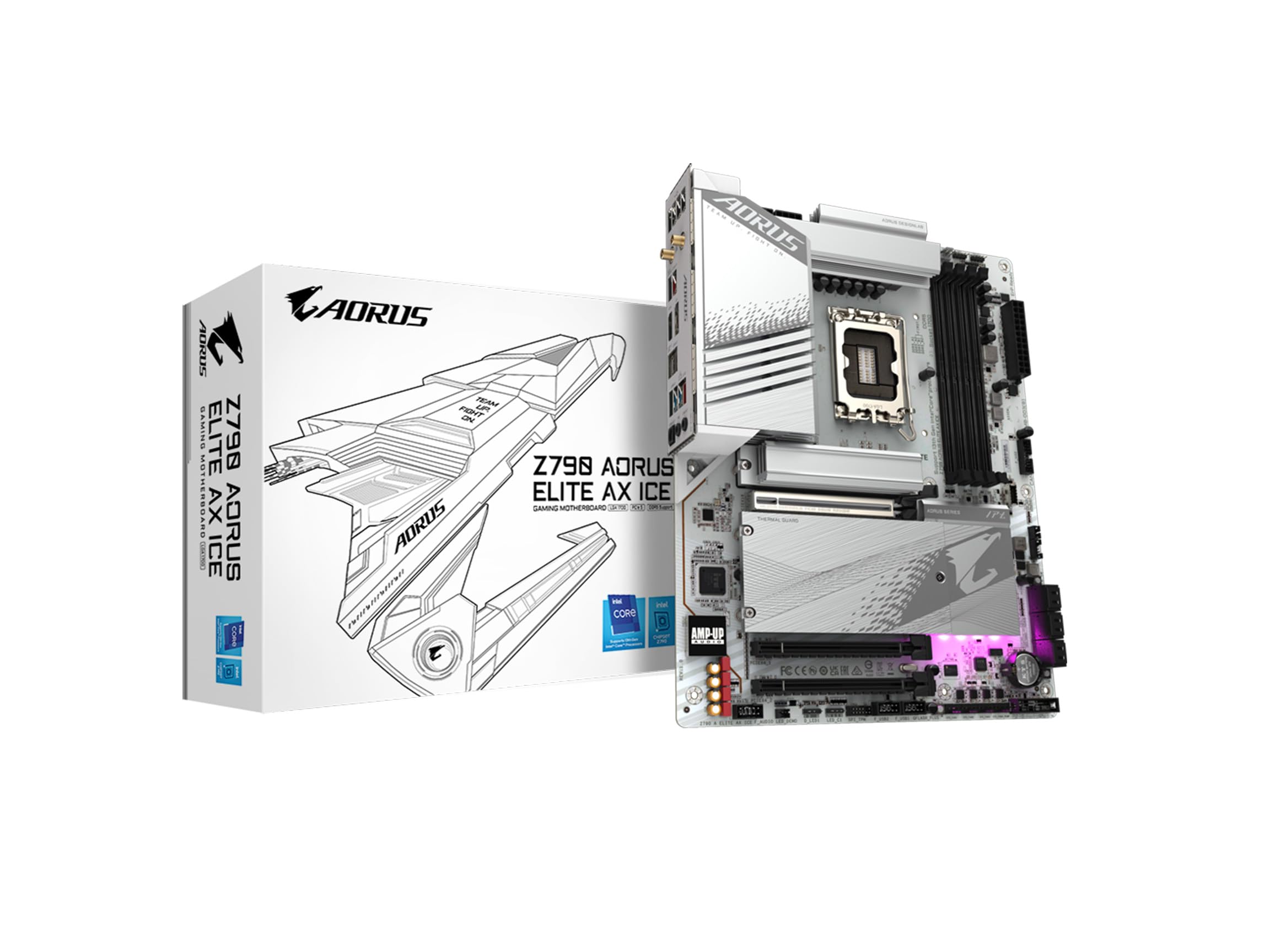 GIGABYTE Z790 AORUS Elite AX ICE, LGA 1700/ Intel/ Z790 X/ATX/ DDR5/ 4* M.2/ PCIe 5.0 & NZXT Kraken Elite 360mm RGB AIO CPU Liquid Cooler with Customizable LCD Display 3