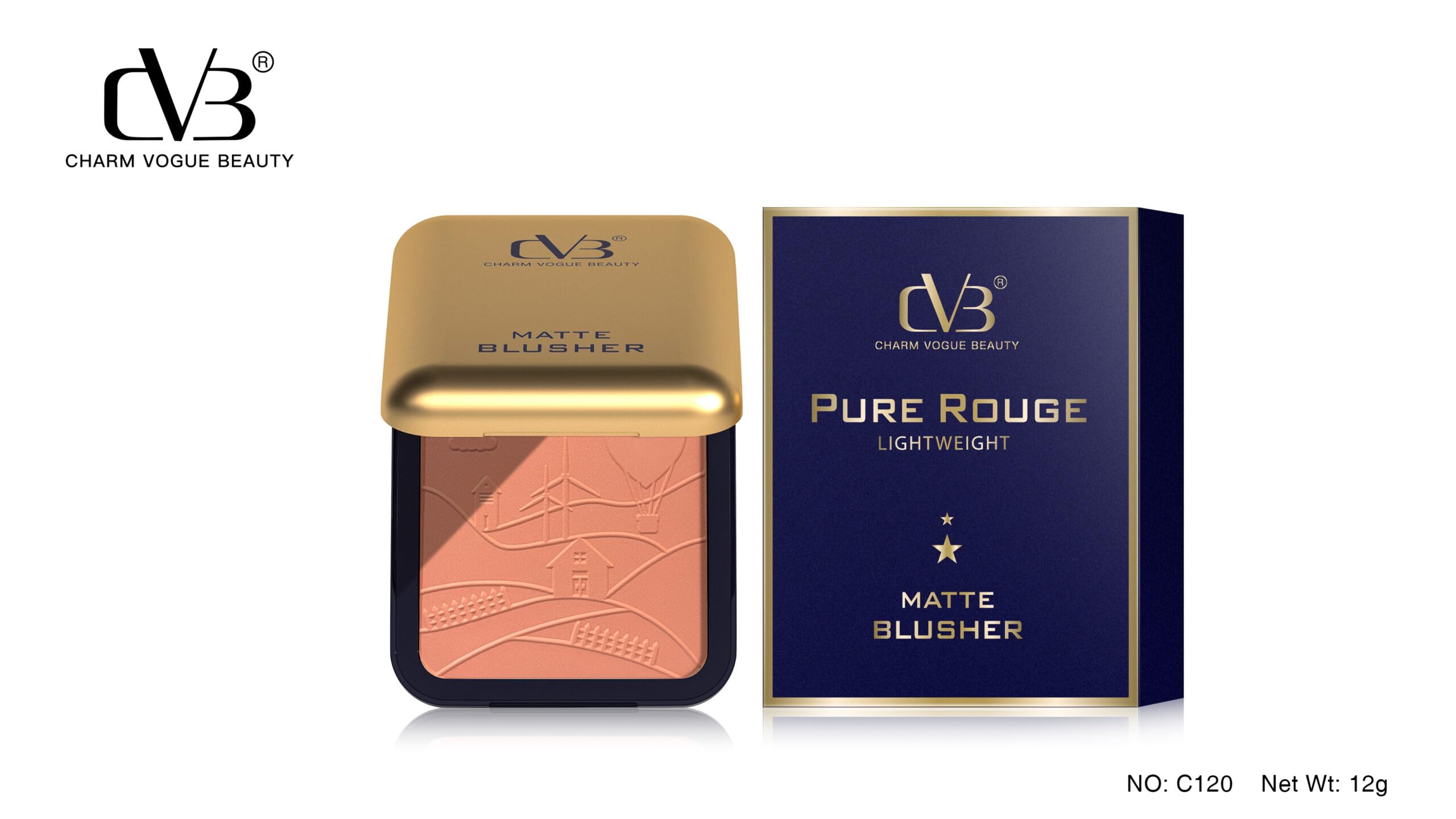 CVB Matte Blusher Pure Rouge | Lightweight Powder Blush for Natural Rosy Cheeks | Long-Lasting Matte Finish, 12g 4