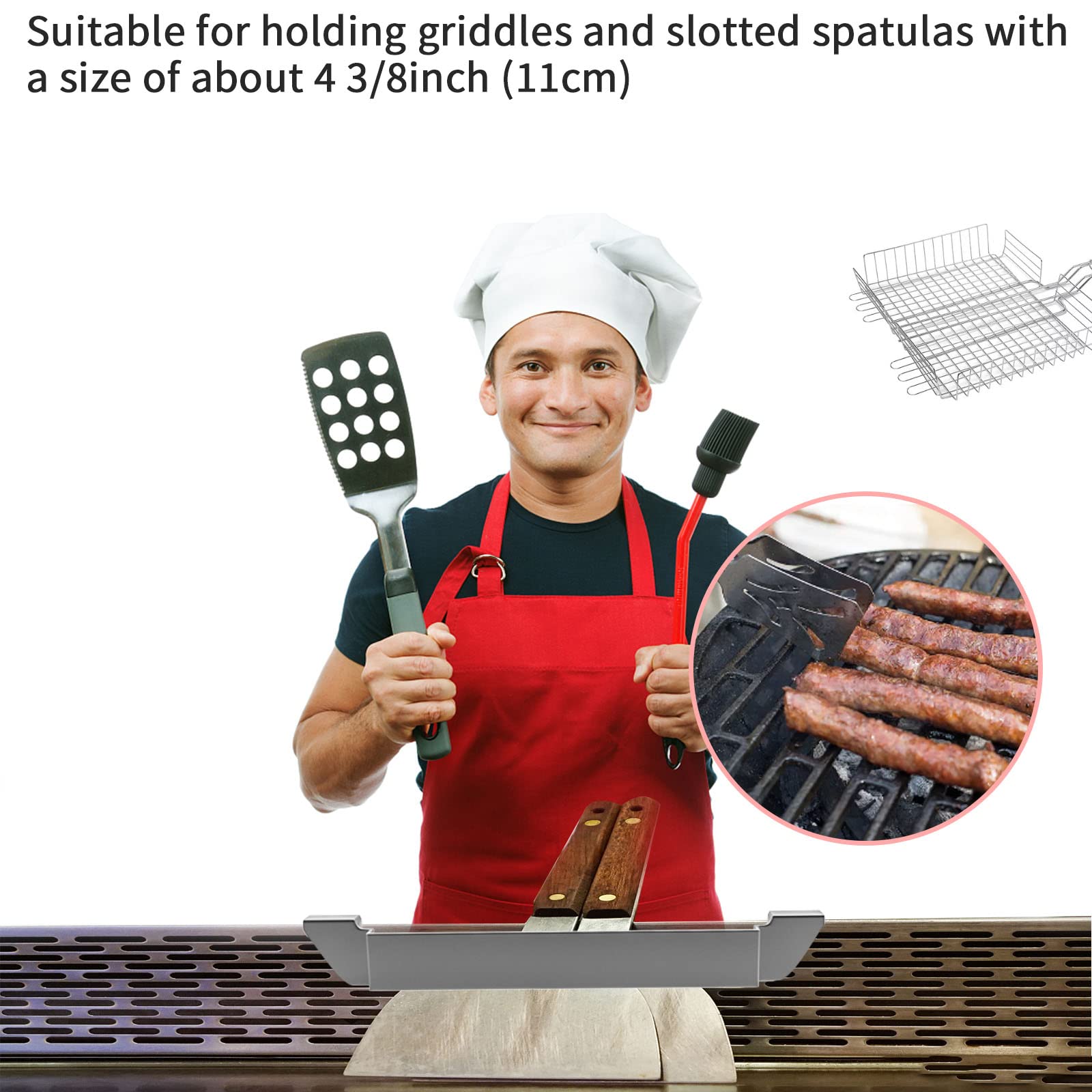 Stainless Steel Griddle Spatula Holder, Griddle Spatula Holder Griddle Rack Barbecue Tool Holder Rack Compatible for Griddle Accessories for Flat Top Griddle and Other Grill Griddles 5