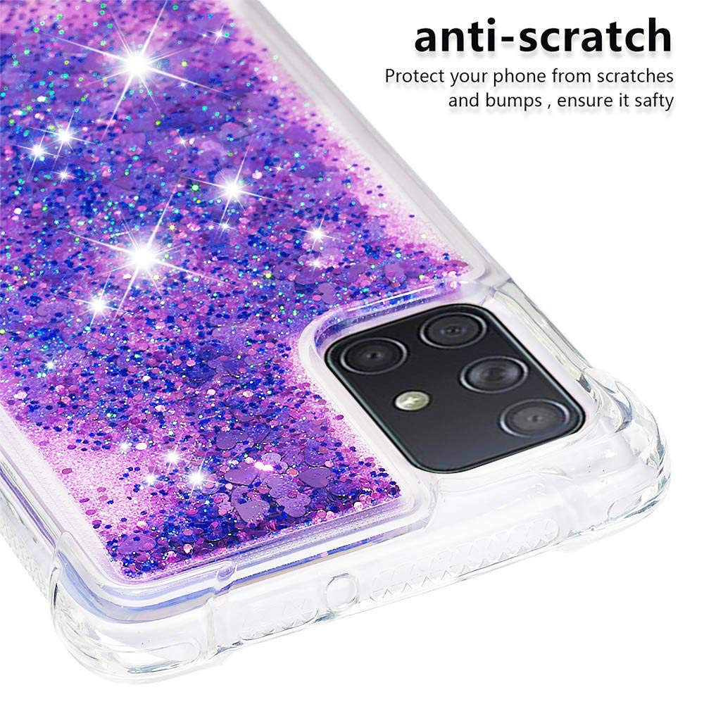 Galaxy A71 Case,Galaxy A71 Case Glitter Women Girls,Cute Fashion Liquid Flowing Bling Shiny Sparkle Soft Clear TPU Bumper Shockproof Cover for Samsung Galaxy A71 Case (4G) (2020) (Purple) 2