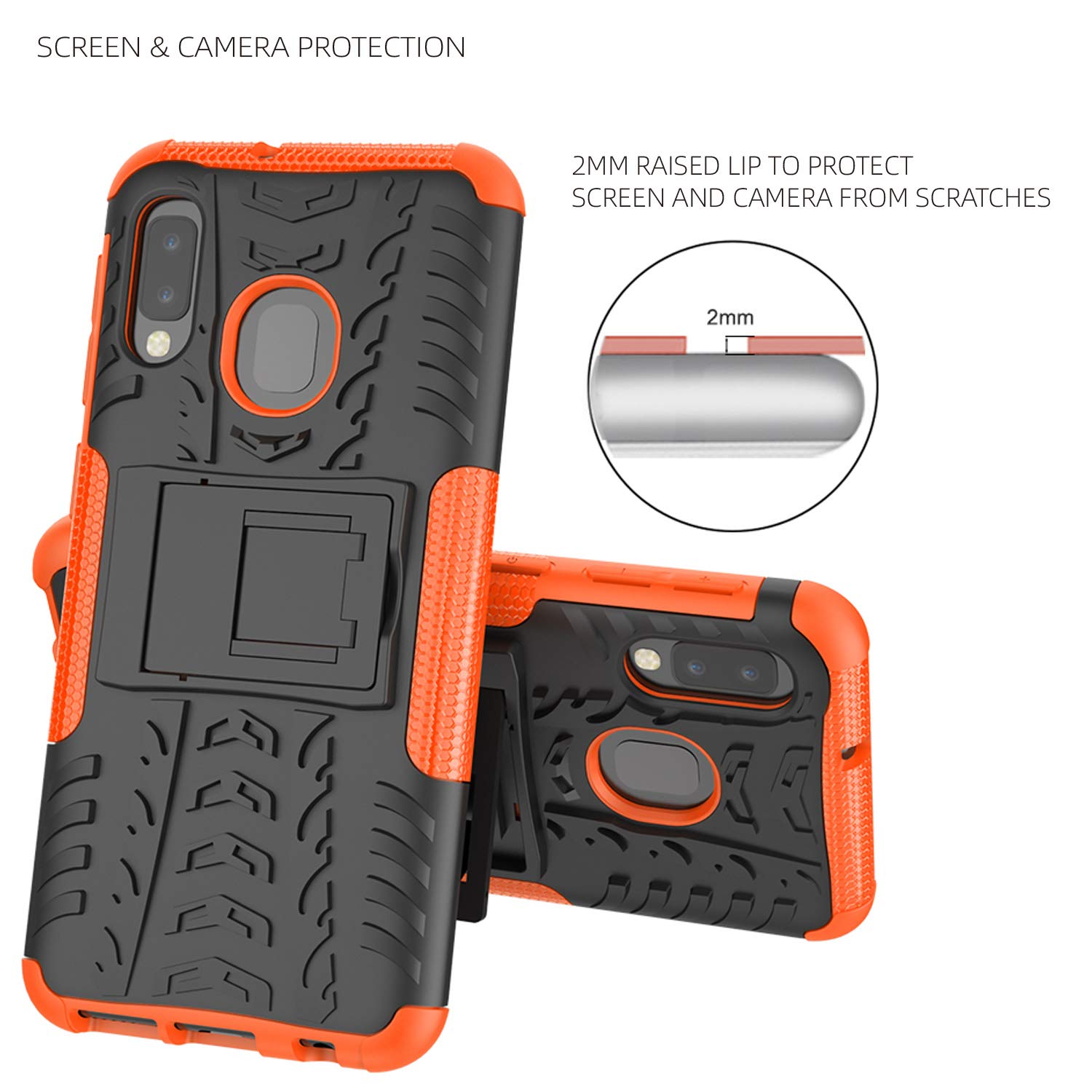 AZHEPU Galaxy A10e Case, Build-in Kickstand Holder Dual Layer Shock Absorbing Rugged Armor Protection Phone Cover Case for Samsung Galaxy A10e (2019) Orange 5