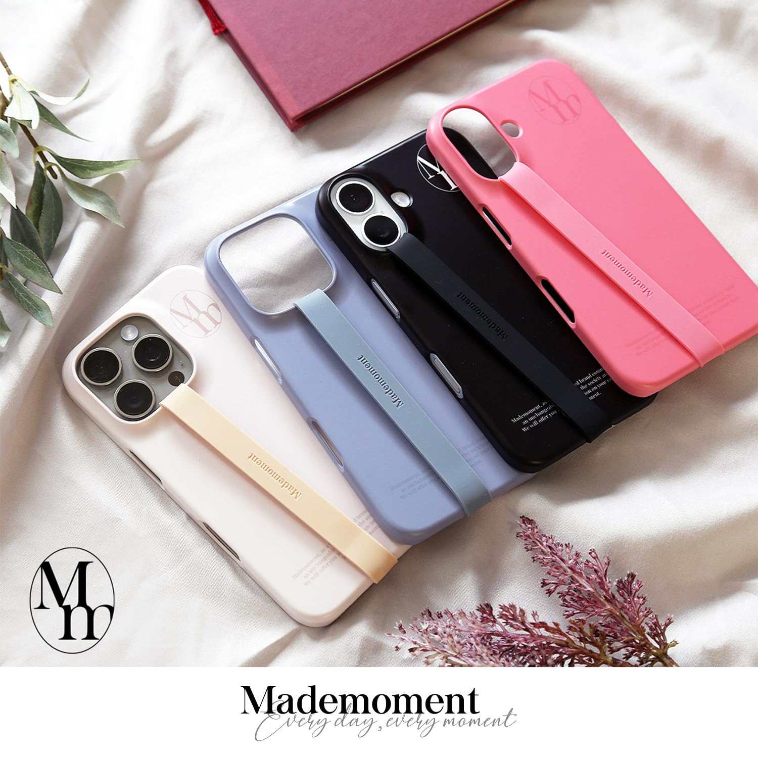 Mademoment MDM27376i16PR iPhone 16 Pro Case, Hard Case with Finger Band (Silicone Finger Band, Smartphone Grip, Drop Prevention, Durable, Polycarbonate, Dustproof, Wireless Charging), Back Cover, Soft 6