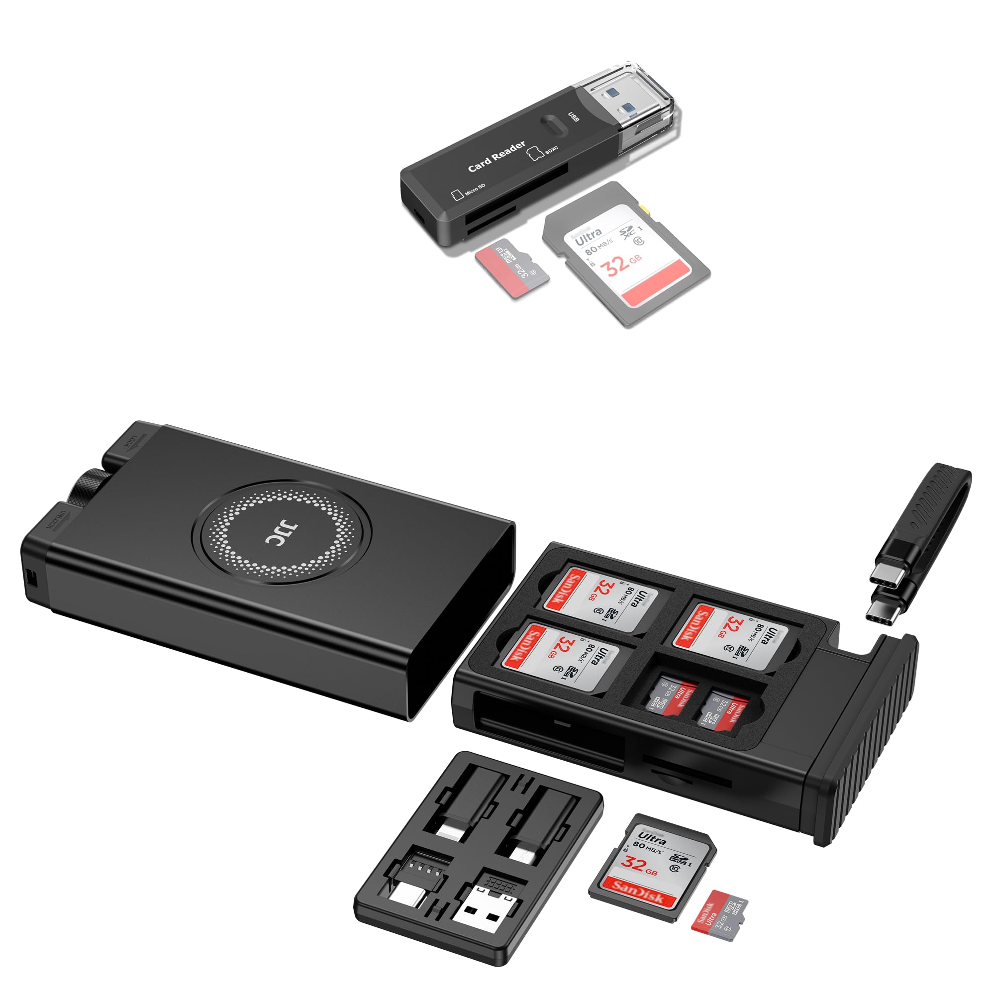 Cable Card + Card Reader：Cable Card High-Speed SD Card Reader Case with SD Card Reader 1