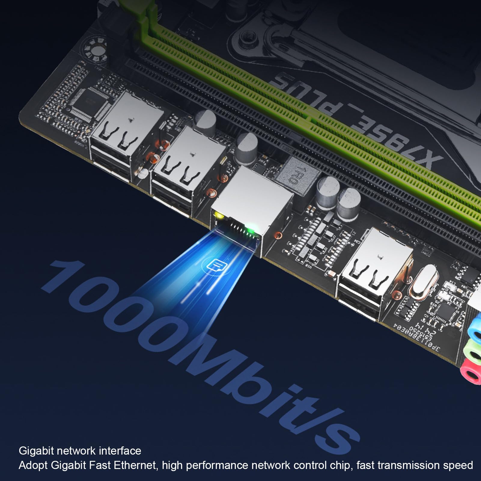 NVME M.2 X79SE Plus LGA 2011 Motherboard for E5 V1 V2, PCIe 3.0X16, Gigabit Ethernet, 8 Layer PCB, for Home, Office, Gaming, 4xDDR3 up to 128G, USB2.0 5