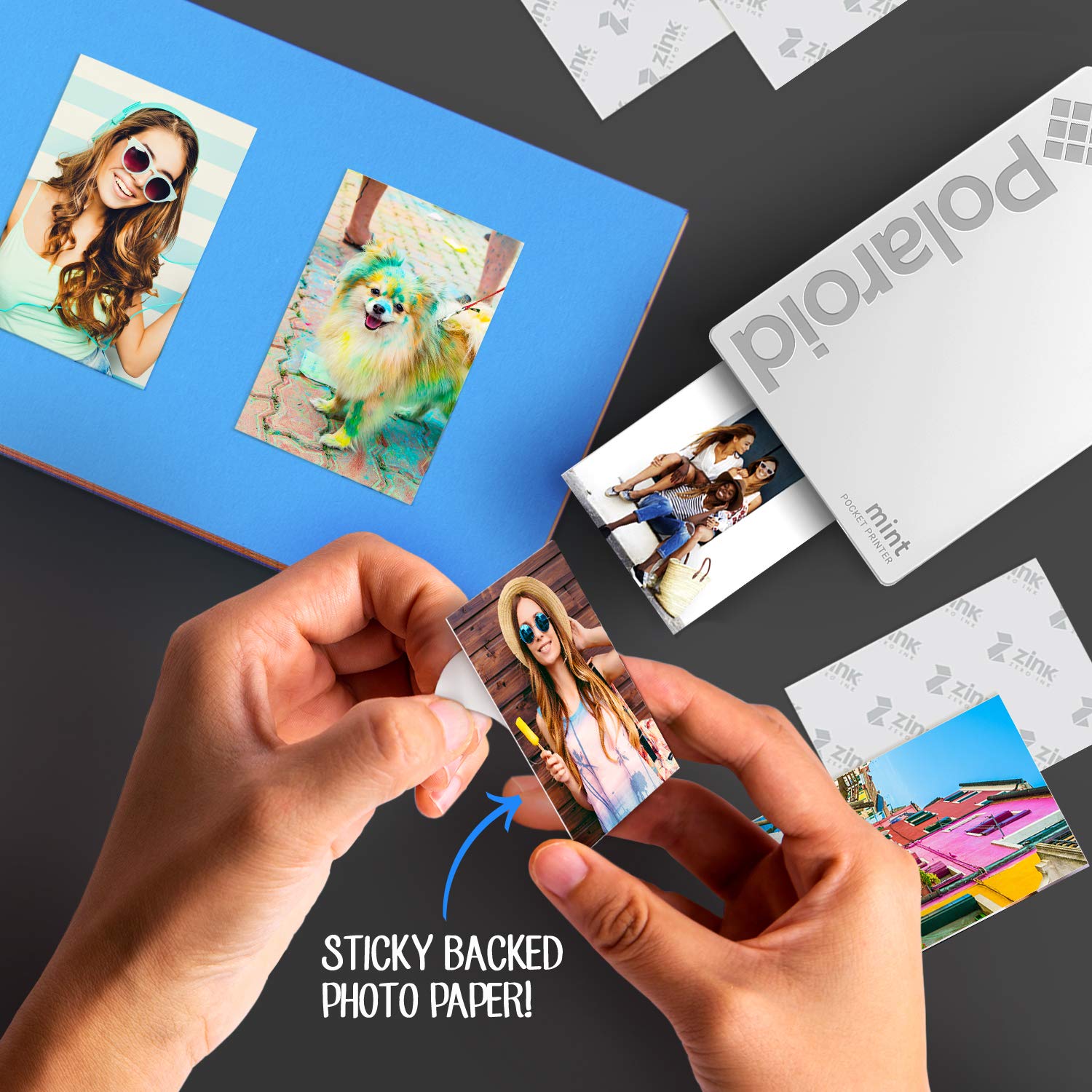 Zink Polaroid Mint Pocket Printer W/ Zink Zero Ink Technology & Built-In Bluetooth for Android & iOS Devices - White 3