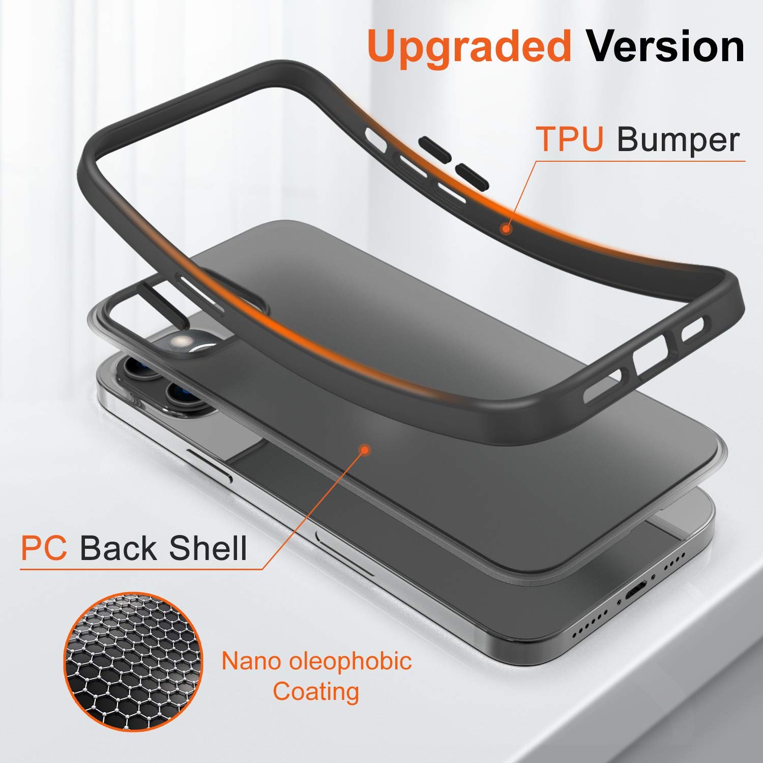 CASEJOLY Compatible with iPhone 12 Pro Max Case 6.7 Inch, [Military Grade Drop Protection] Translucent Matte Hard PC Back & TPU Bumper Protective Case for iPhone 12 Pro Max (Graphite Black) 4