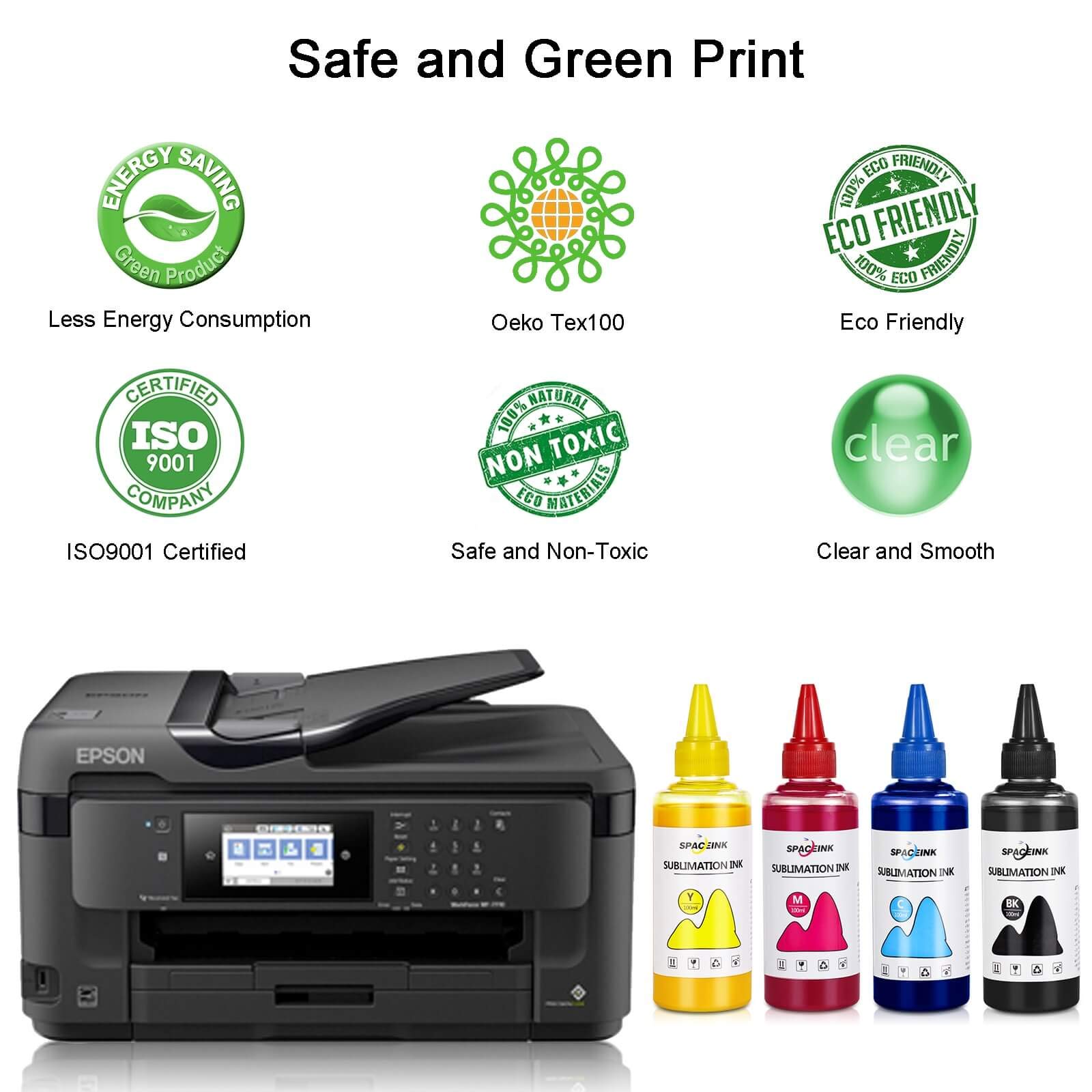 Spaceink Sublimation Ink Refilled for EP ET2800 ET4800 ET2720 ET2760 ET2803 XP15000 ET8550 WF3640 XP5100 WF7710 WF7720 Printer(1*Black 1*Cyan 1*Magenta 1*Yellow,4-Pack) 6