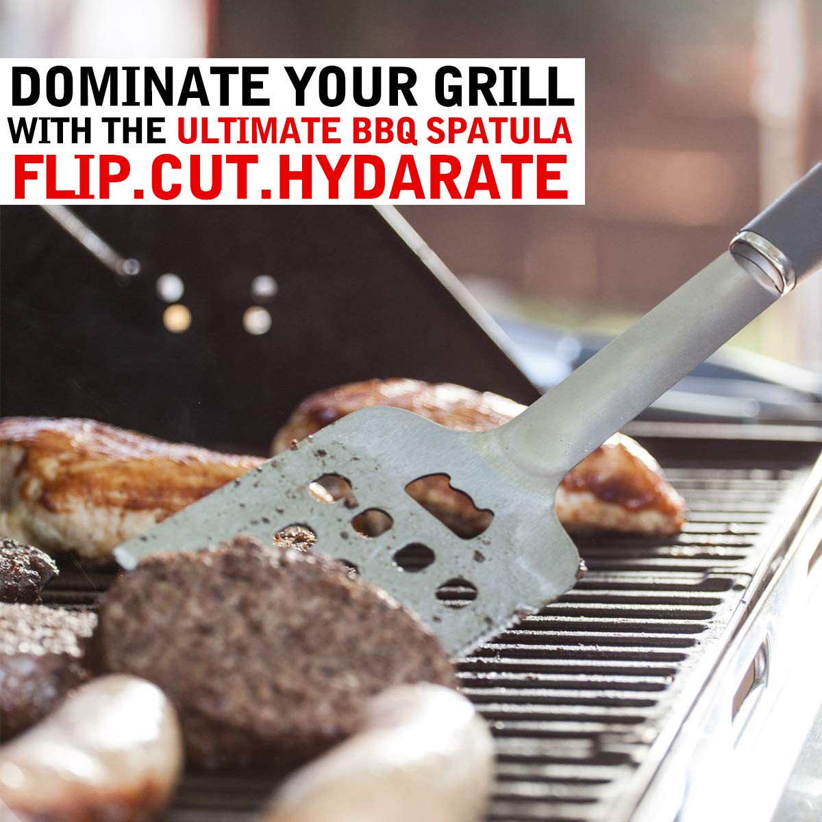 Ranphykx BBQ Grill Tool Set. 7pcs Barbecue Grilling Accessories, Includes - Stainless Steel Spatula, Fork, Tongs, Silicone Basting Brush 4