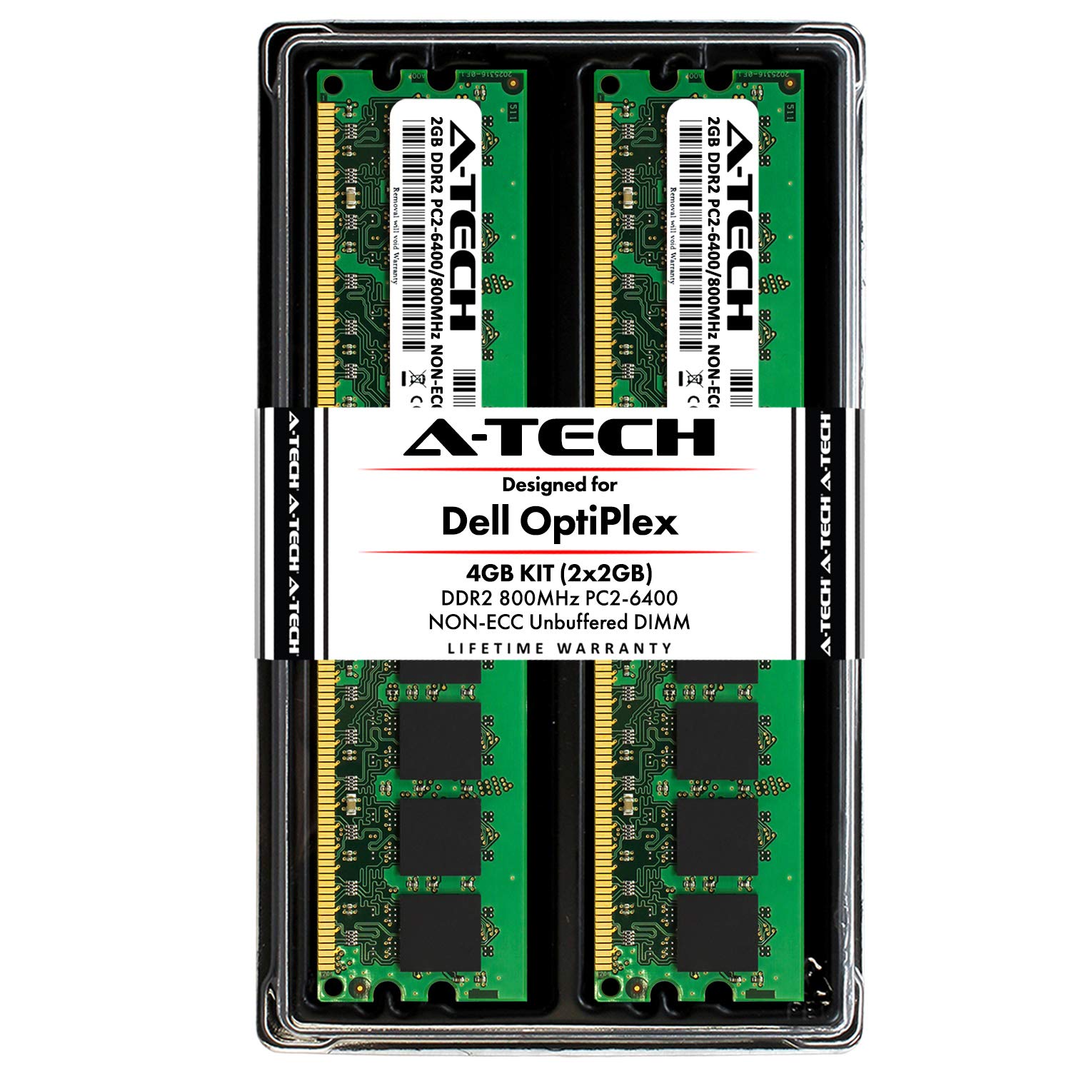 A-Tech 4GB (2 x 2GB) Memory RAM Kit for Dell OptiPlex 960, 760, 755, 745, 740, 360, 330, 160, (MT, DT, SFF, USFF) - DDR2 800MHz PC2-6400 Non-ECC DIMM Modules 1