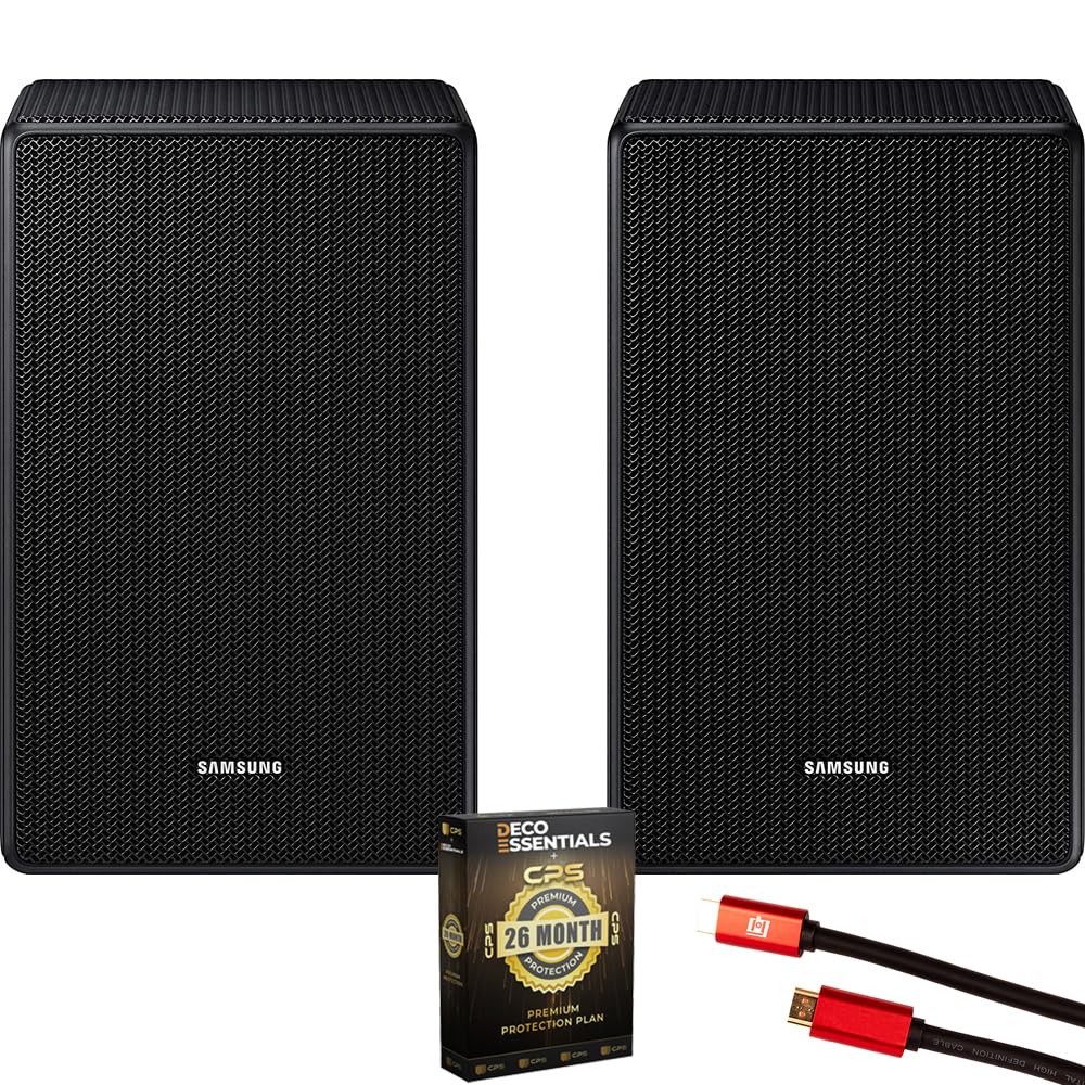 Samsung SWA-9500S/ZA Wireless Rear Speaker Kit with Dolby Atmos for Soundbar Surround Sound Bundle with 4K HDMI Cable & Deco Essentials CPS Exclusive 26 Month Protection Pack (BEACH-CPS-26500) 1