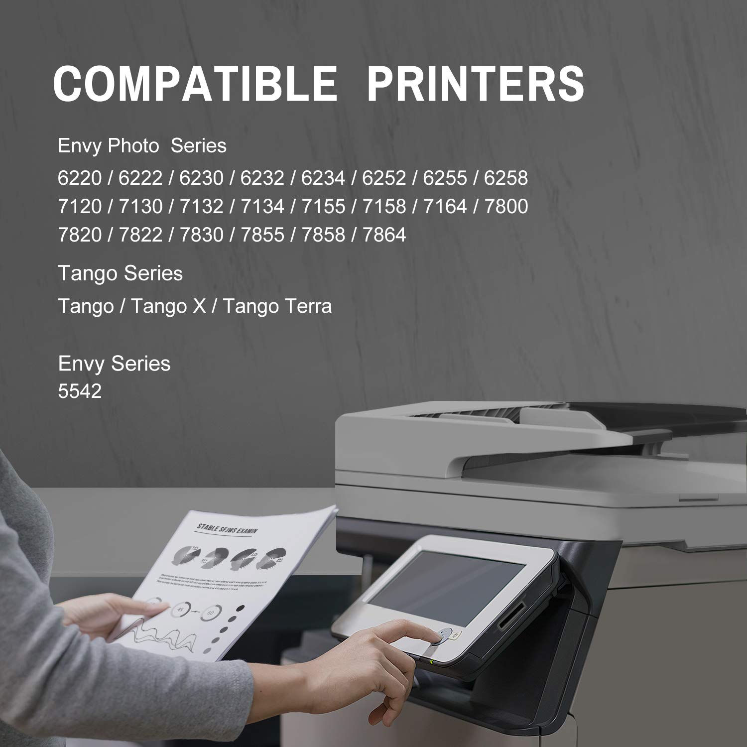 SAILNER Remanufactured Ink Cartridge Replacement for HP 64 XL 64XL to use with ENVY 7858 7855 7155 6255 7800 Tango X 6252 5542 7164 Black Tri-Color (2 Pack) show ink level 3