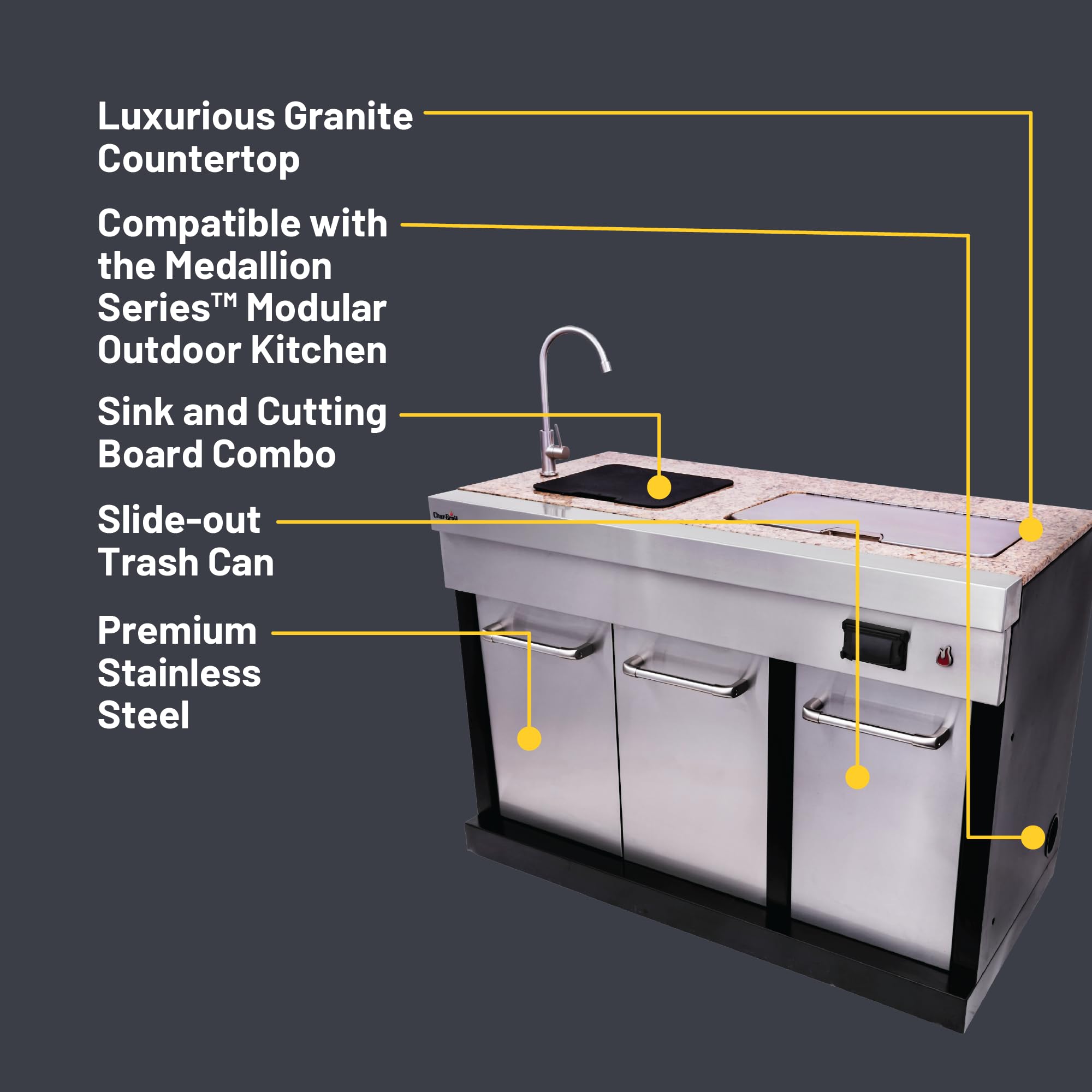 Char-Broil Medallion Series Modular Outdoor Kitchen Stainless Steel Entertainment Module - 463246418 4