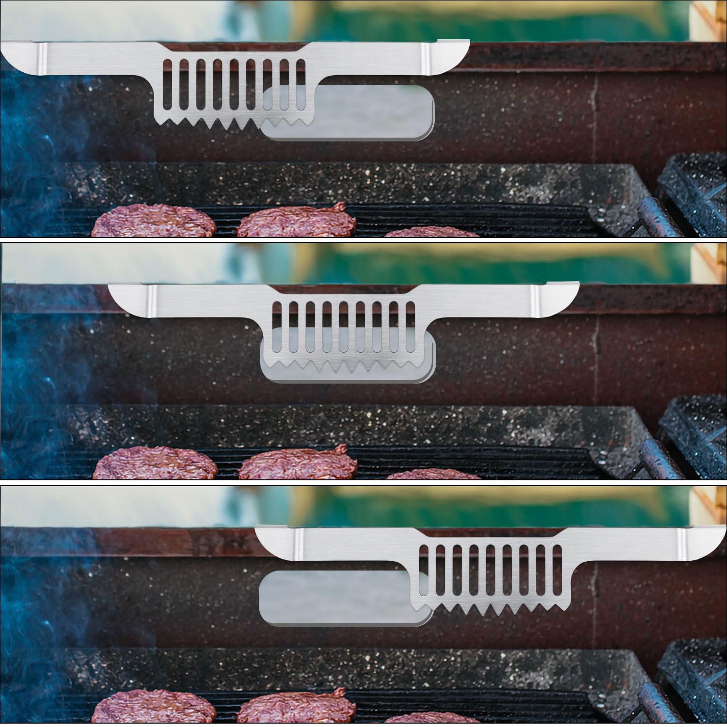 Griddle Spatula Holder for Blackstone Griddle, 11.81x2.36x0.79in Magnetic Design Stainless Steel Grease Grilling Grease Block Grease Gate Spatula Holder Barbecue Griddle Accessories Tool(Silver) 6