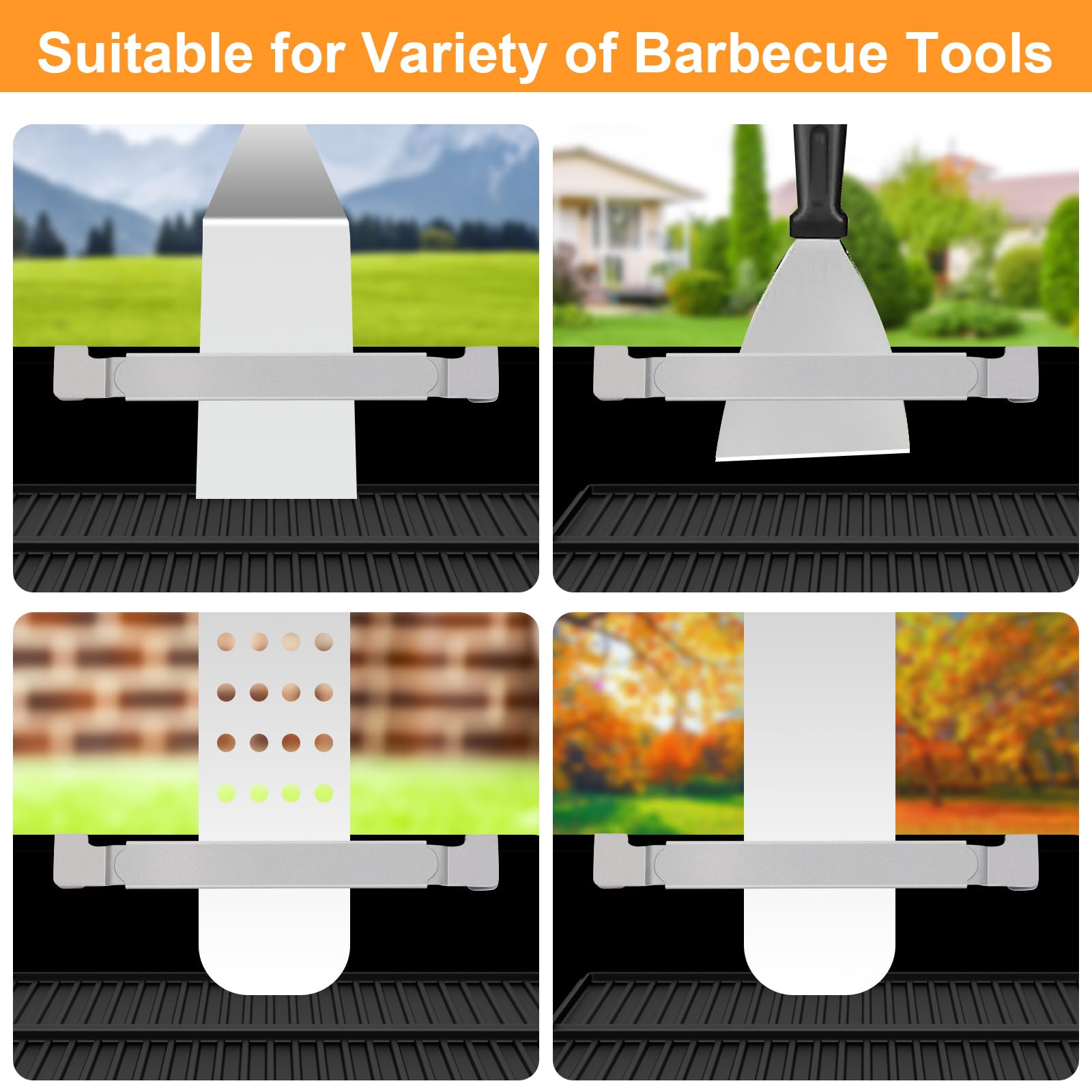 Griddle Spatula Holder, Adjustable Stainless Steel Grill Tool Hold Rack for Blackstone, Camp Chef, Royal Gourmet (Silver) 6