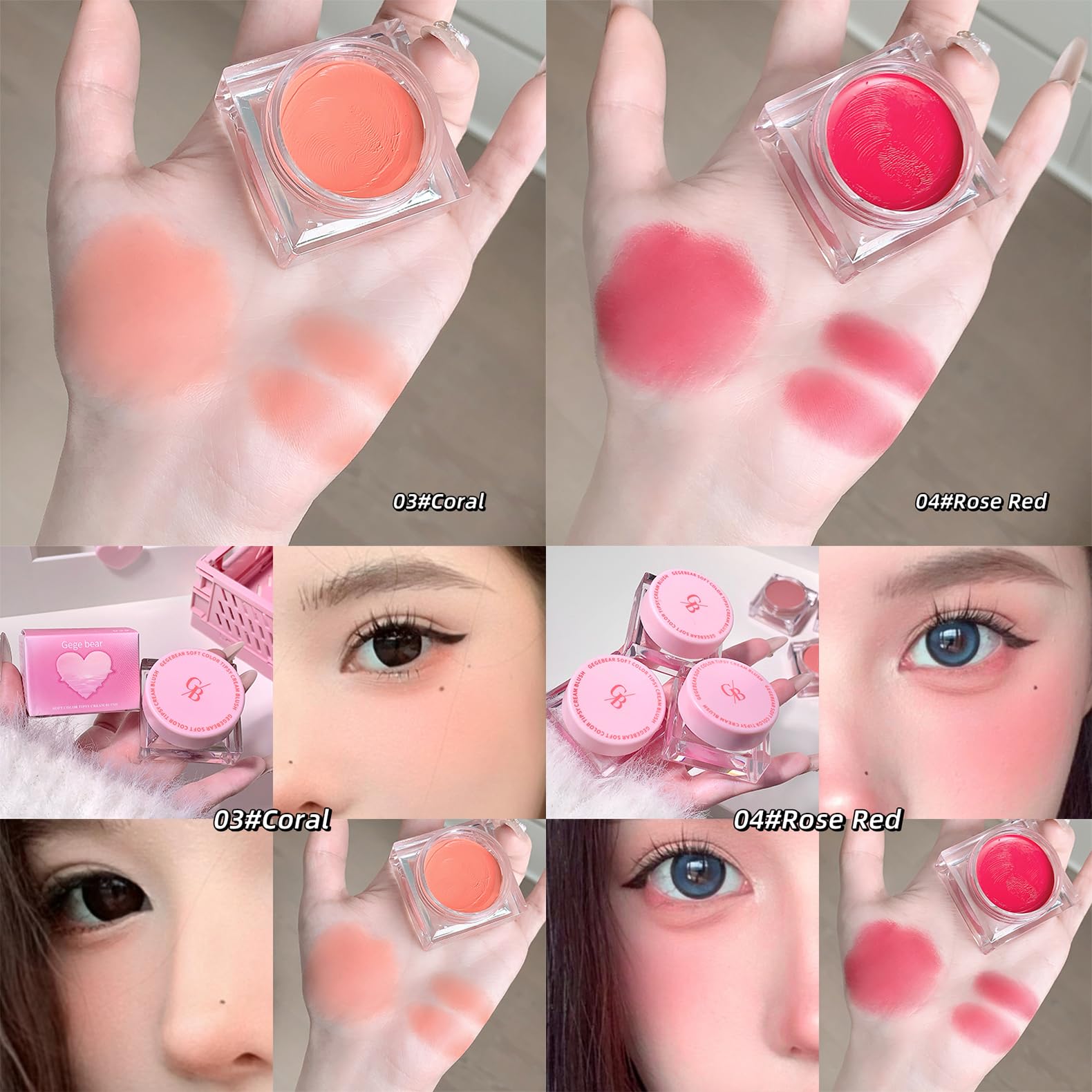 Gege Bear Soft Cream Blush | Natural Color Tipsy Creamy Blush For Cheeks | Silky Finish & Glowing Feel | Long-Lasting Glow | Lightweight Jelly Texture | Smooth Aesthetic Blendable, Buildable Formula | Pastel Pink Shades for Cheeks | Perfect Blusher for Women (06#Lilac, 8g) 5