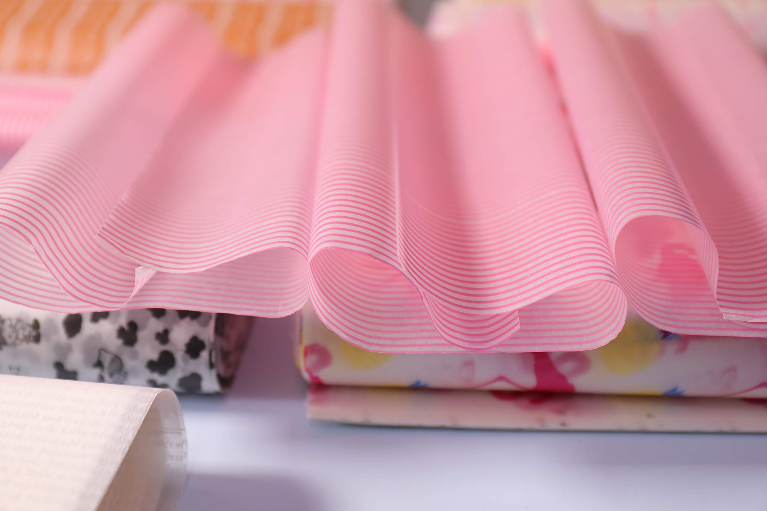 twlead Wax Paper Sheets - Colored Candy Wrap for Sandwiches, Picnics & Disposable Food Wrapping (Pink Strips, 50 Sheets) 6