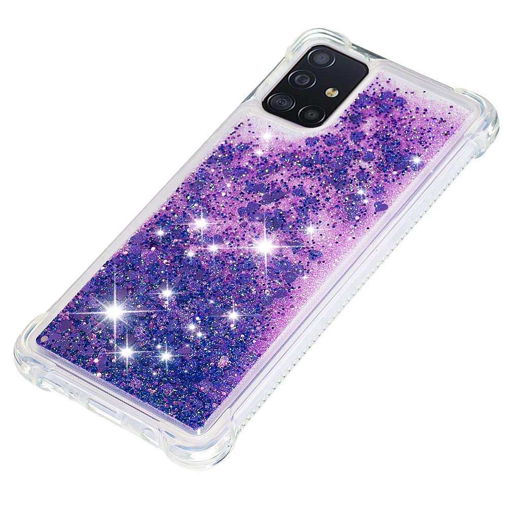 Galaxy A71 Case,Galaxy A71 Case Glitter Women Girls,Cute Fashion Liquid Flowing Bling Shiny Sparkle Soft Clear TPU Bumper Shockproof Cover for Samsung Galaxy A71 Case (4G) (2020) (Purple) 6