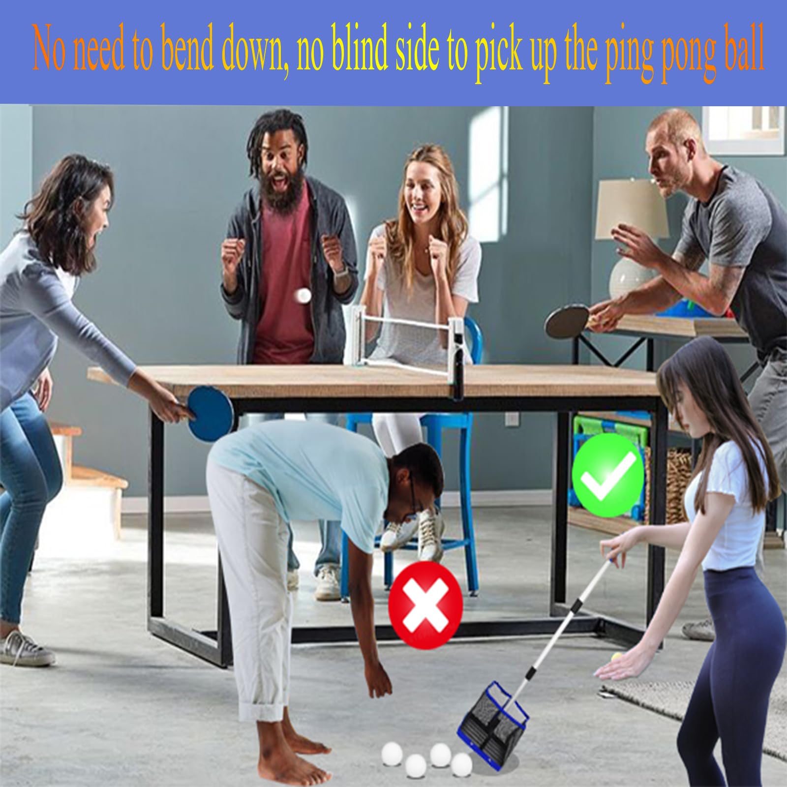 Glemall Adjustable Table Tennis Ball Picker, 2 PCS, 180 Adjustable Square Picker 3