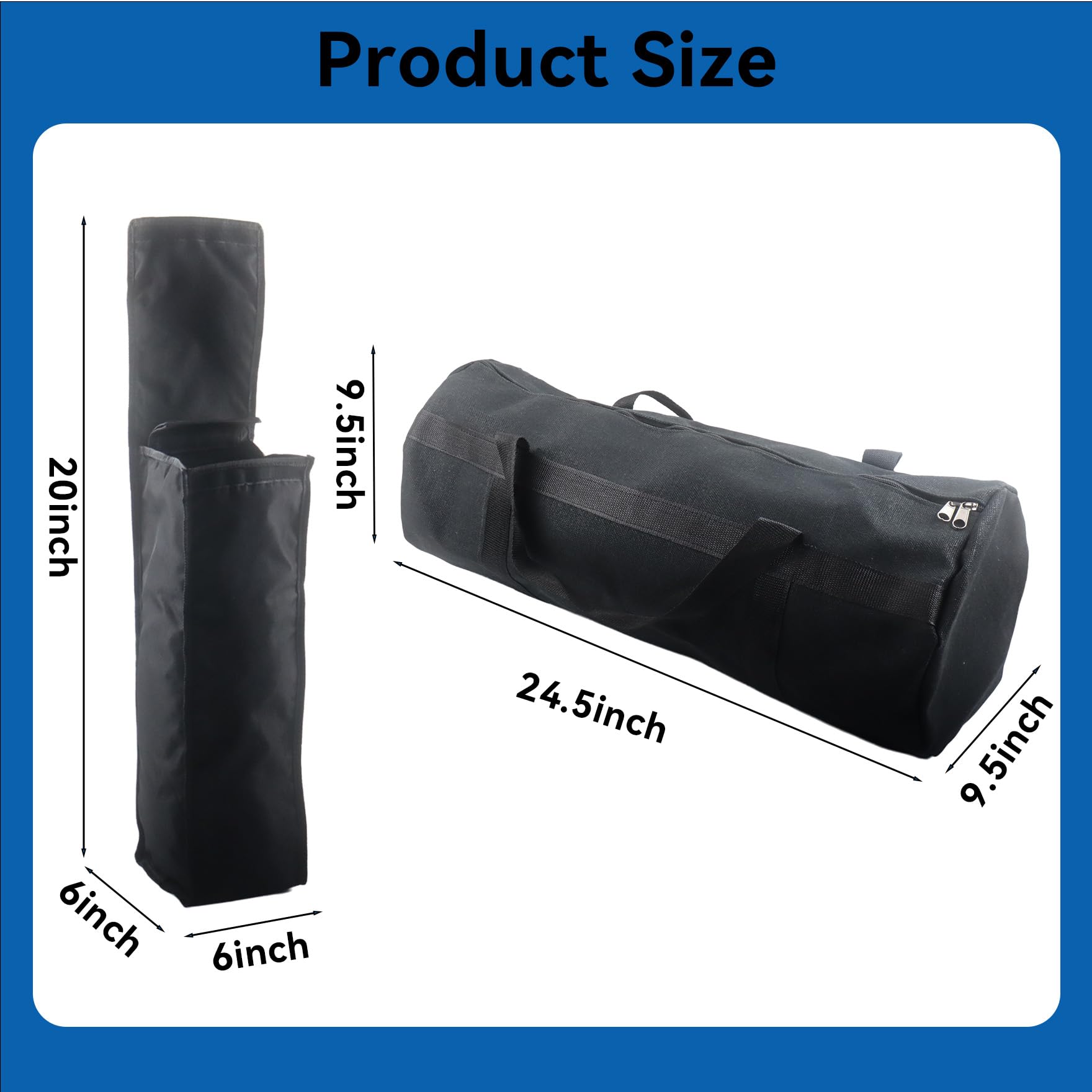 Klmnop 2 Pcs Grill Utensil Storage Bag, 24 "Thick Canvas Grill Accessory Storage Bag with Handle and Waterproof Oxford BBQ Tool Bag for Camping Hiking Barbecue(Black) 4