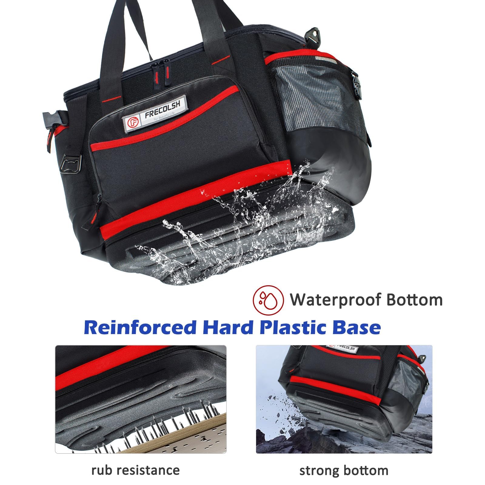 FRECOLSH Large Grill Caddy with Lid with Adjustable Dividers, BBQ Outdoor Organizer Bag, Picnic Camping Utensil Caddy, Tailgating Essentials, Grill Gifts for Father's Day 3